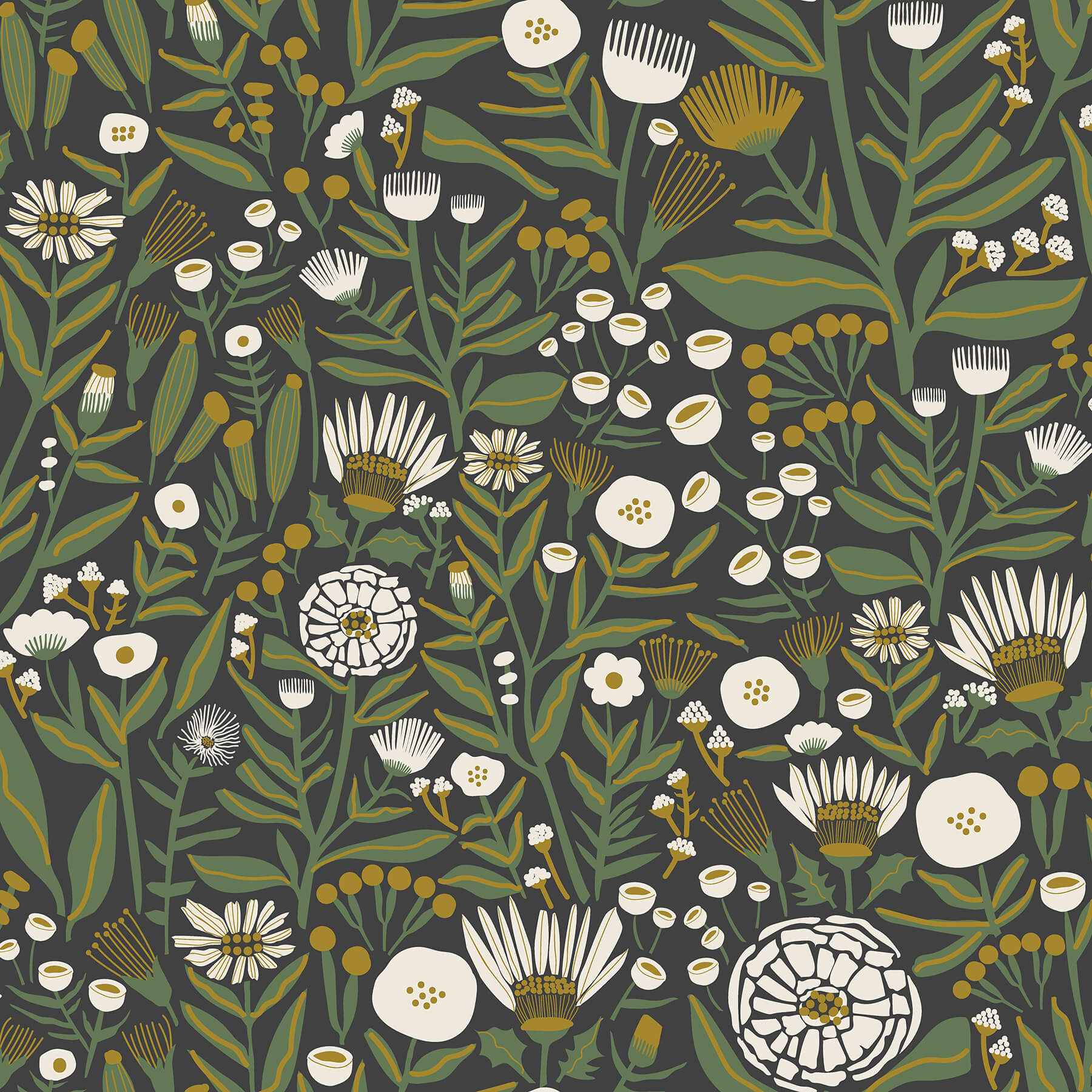 Black Marigold Forest Flower Peel and Stick Wallpaper - York Wallcoverings - LDS4585 - York Wallcoverings Wallpaper