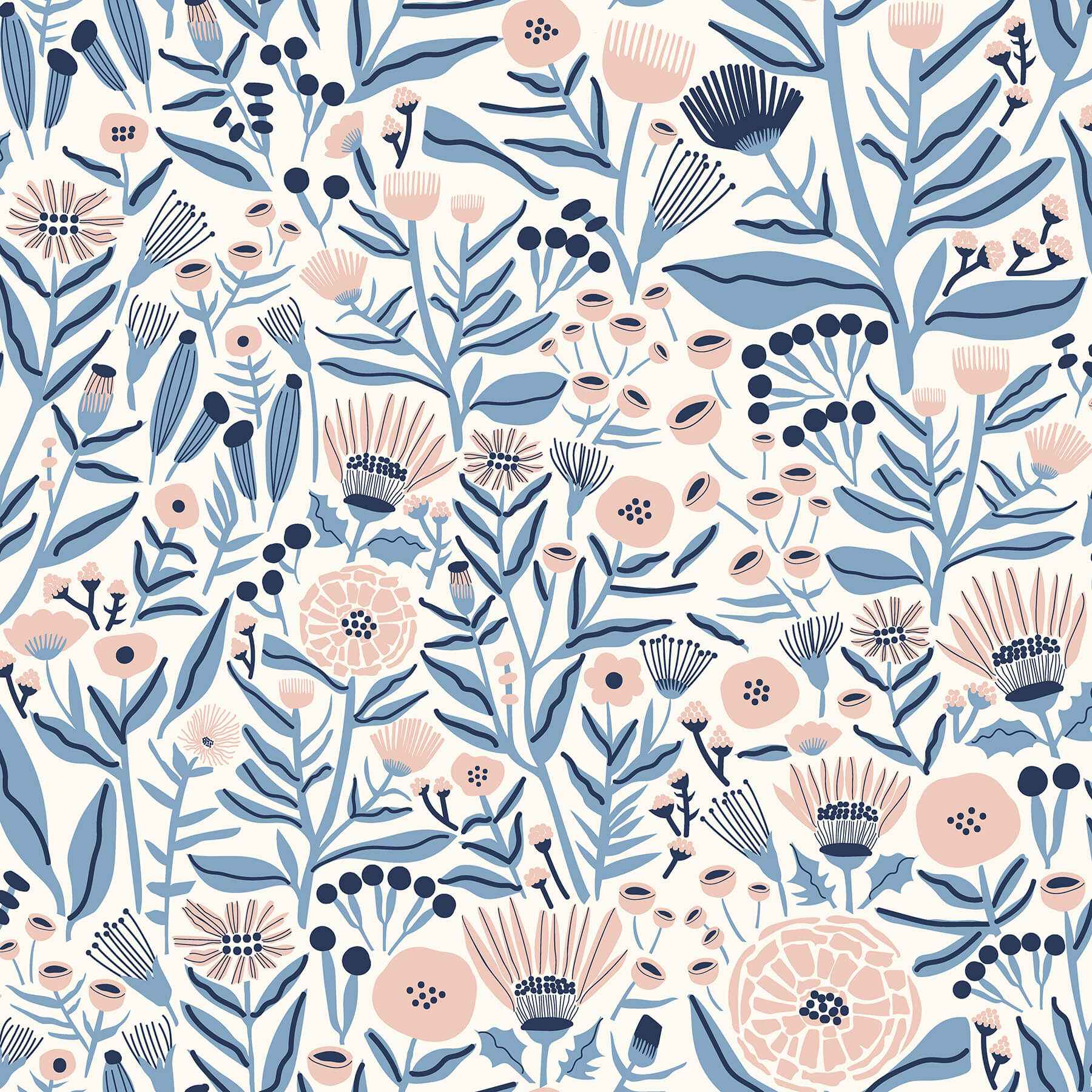 Blue Marigold Forest Flower Peel and Stick Wallpaper - York Wallcoverings - LDS4586 - York Wallcoverings Wallpaper