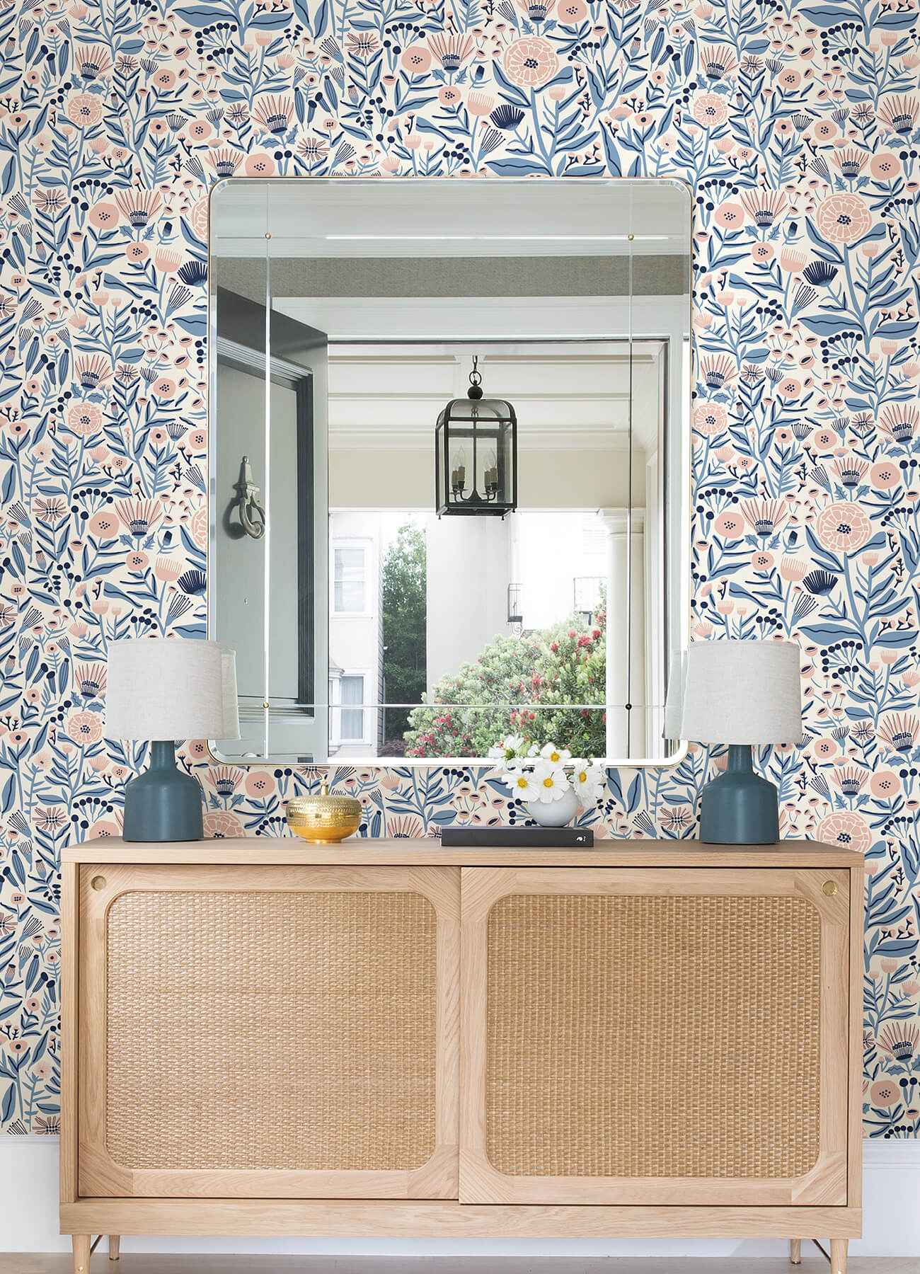 Blue Marigold Forest Flower Peel and Stick Wallpaper - York Wallcoverings - LDS4586 - York Wallcoverings Wallpaper