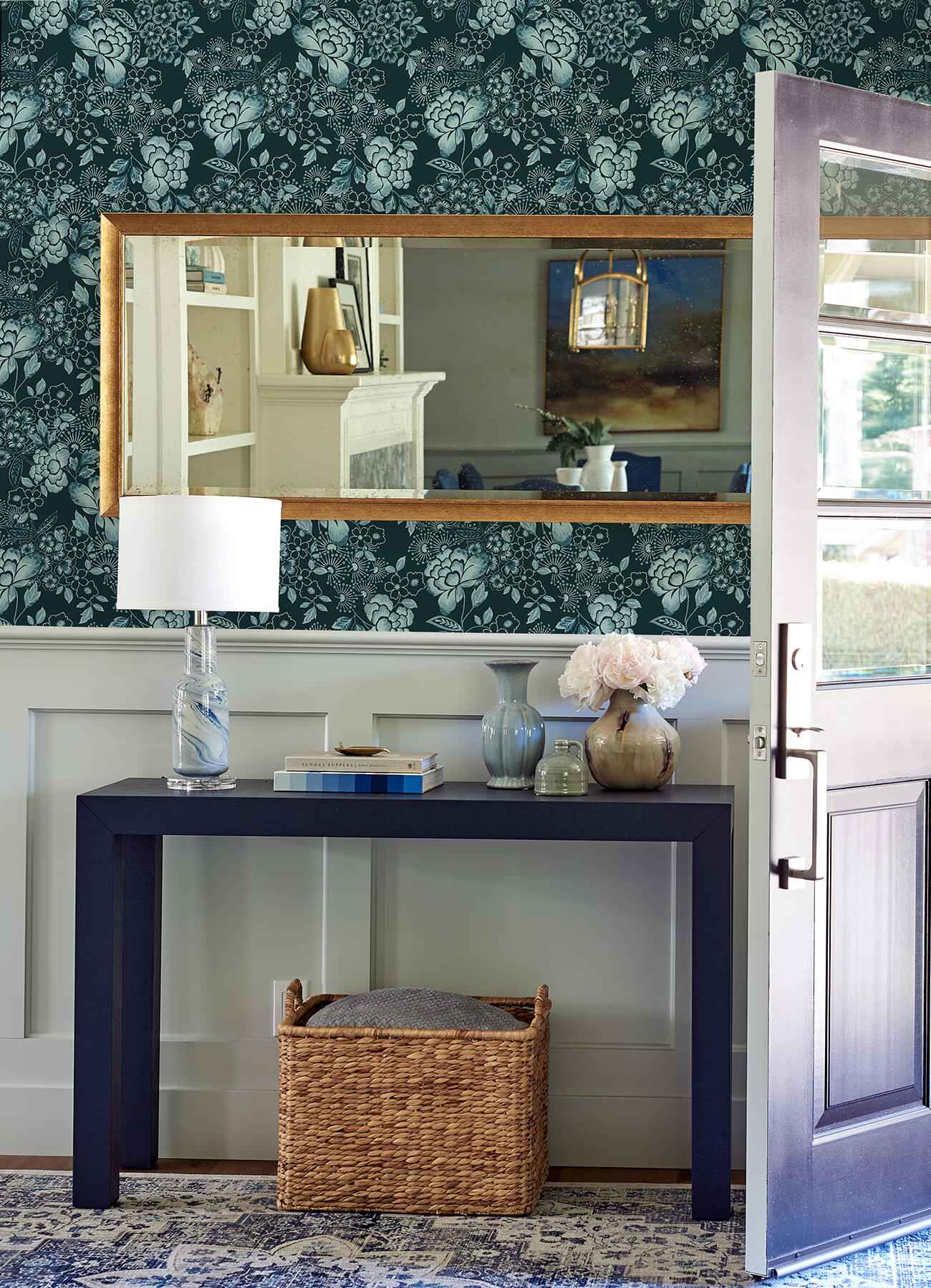 Irina Navy Floral Blooms Wallpaper - York Wallcoverings - 4081-26300 - York Wallcoverings Wallpaper