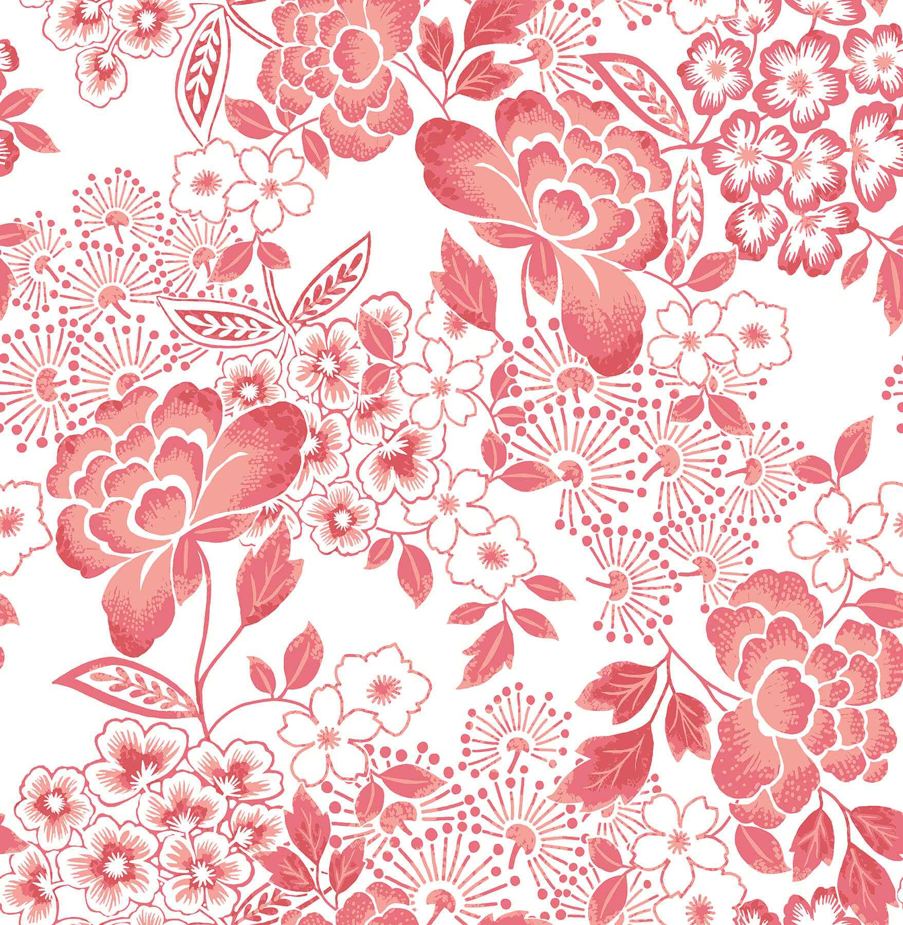 Irina Coral Floral Blooms Wallpaper - York Wallcoverings - 4081-26301 - York Wallcoverings Wallpaper