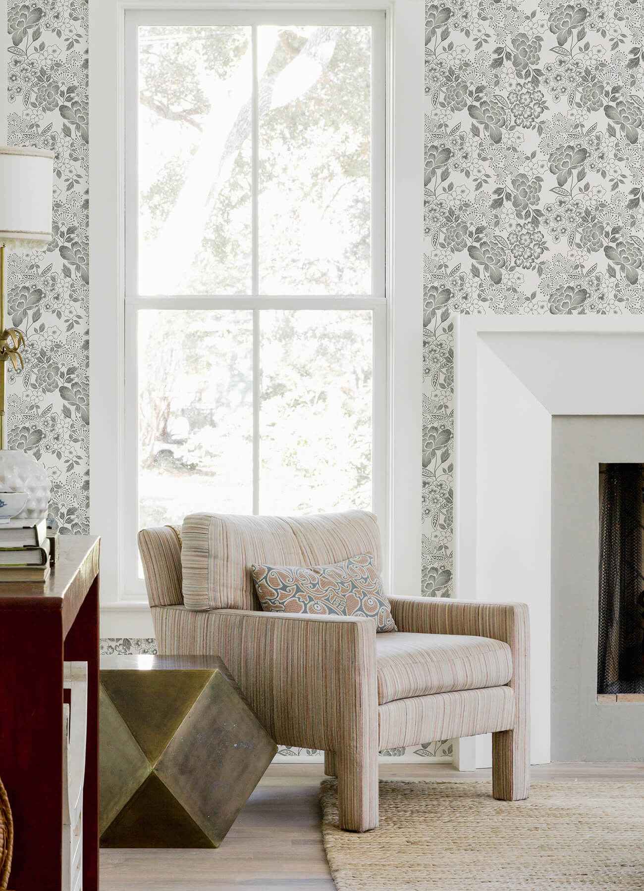 Irina Grey Floral Blooms Wallpaper - York Wallcoverings - 4081-26303 - York Wallcoverings Wallpaper