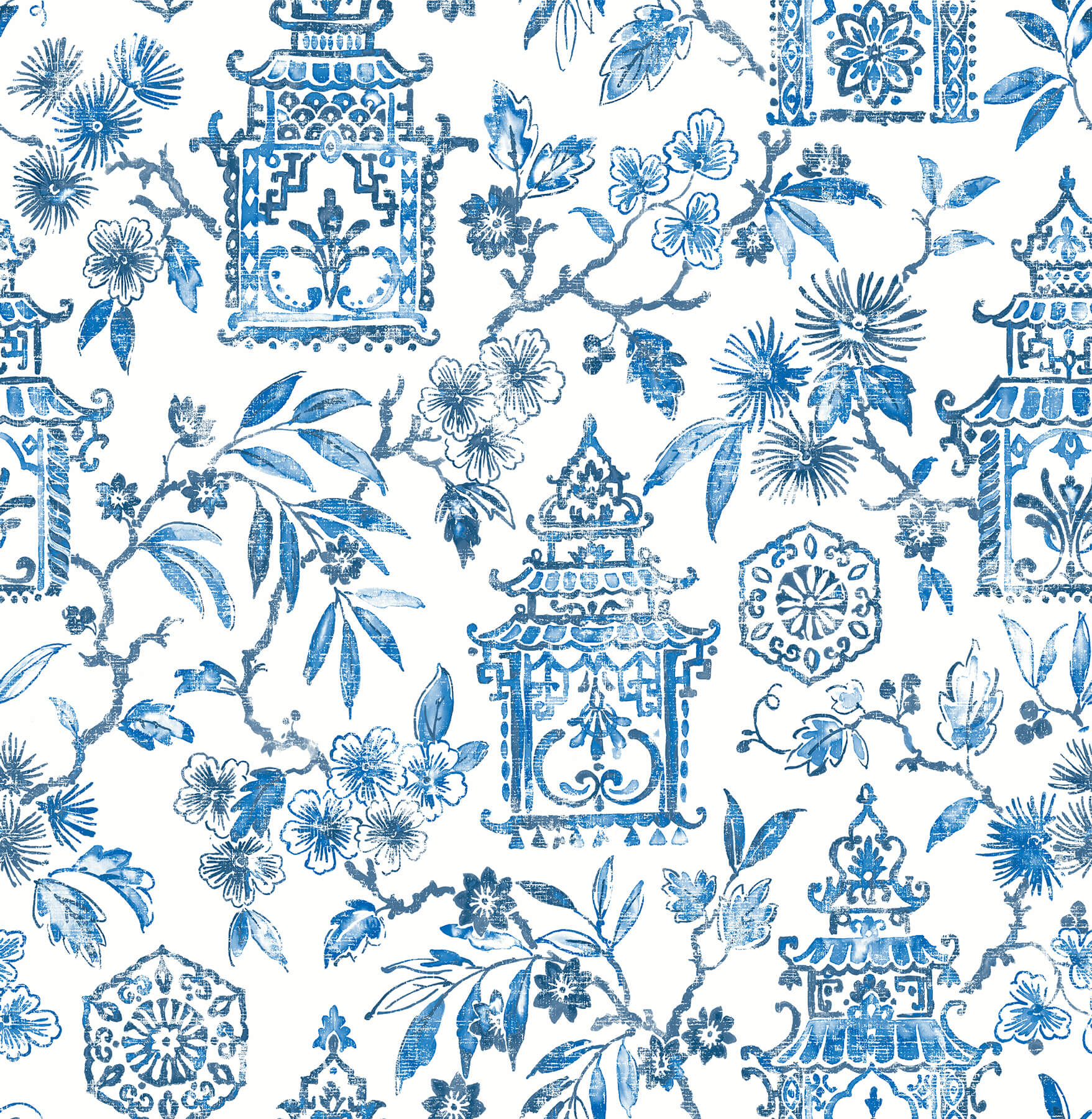 helaine-blue-pagoda-wallpaper-york-wallcoverings-4081-26310 - York Wallcoverings Wallpaper