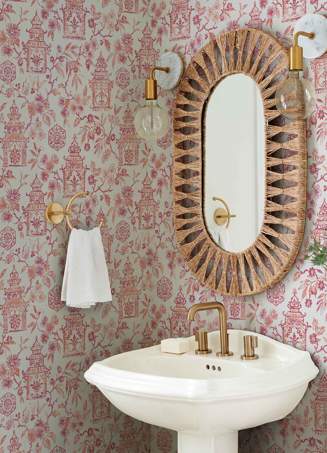 Helaine Coral Pagoda Wallpaper - York Wallcoverings - 4081-26313 - York Wallcoverings Wallpaper