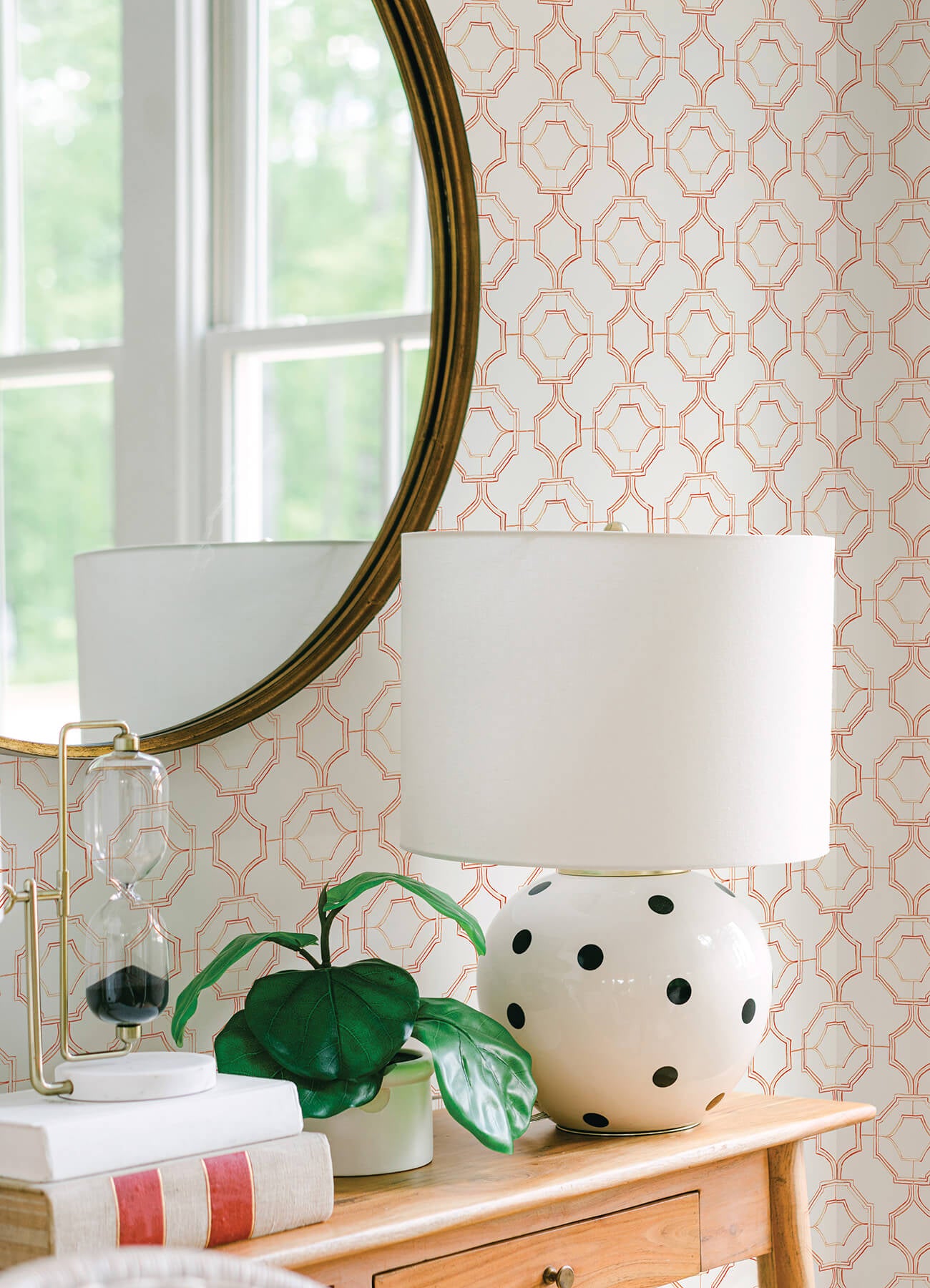 gallina-orange-trellis-wallpaper-york-wallcoverings-4081-26317 - York Wallcoverings Wallpaper