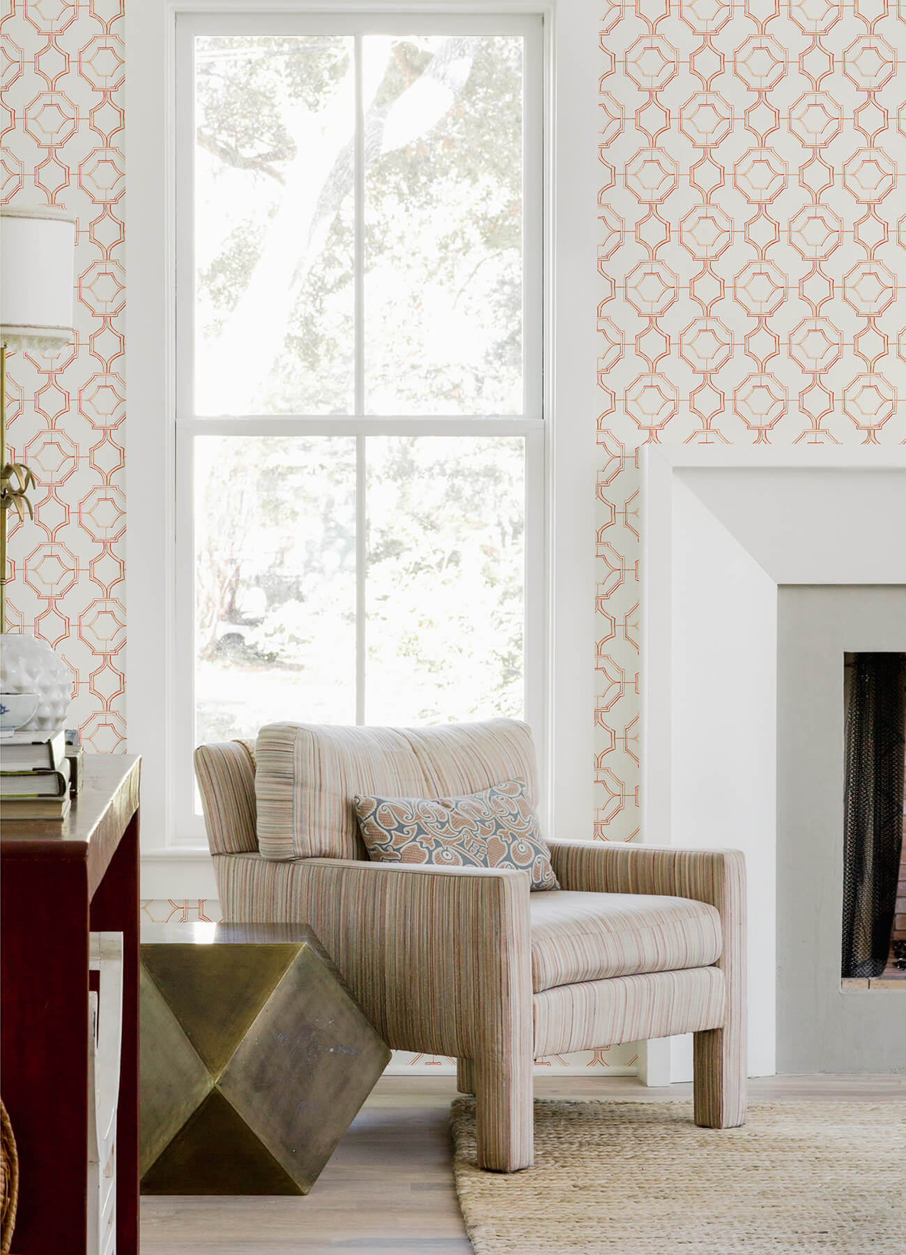 gallina-orange-trellis-wallpaper-york-wallcoverings-4081-26317 - York Wallcoverings Wallpaper