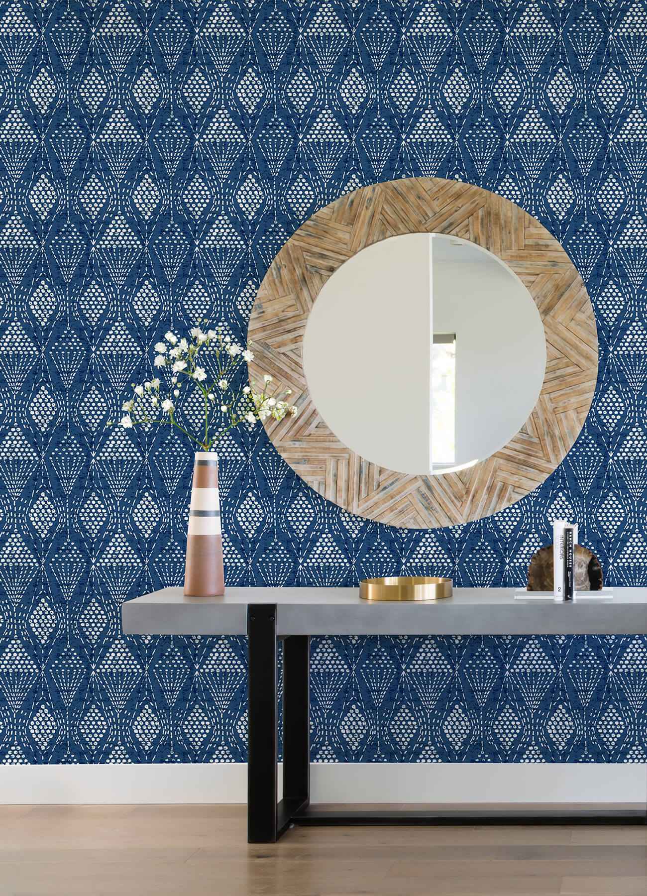 Grady Blue Dotted Geometric Wallpaper - York Wallcoverings - 4081-26320 - York Wallcoverings Wallpaper