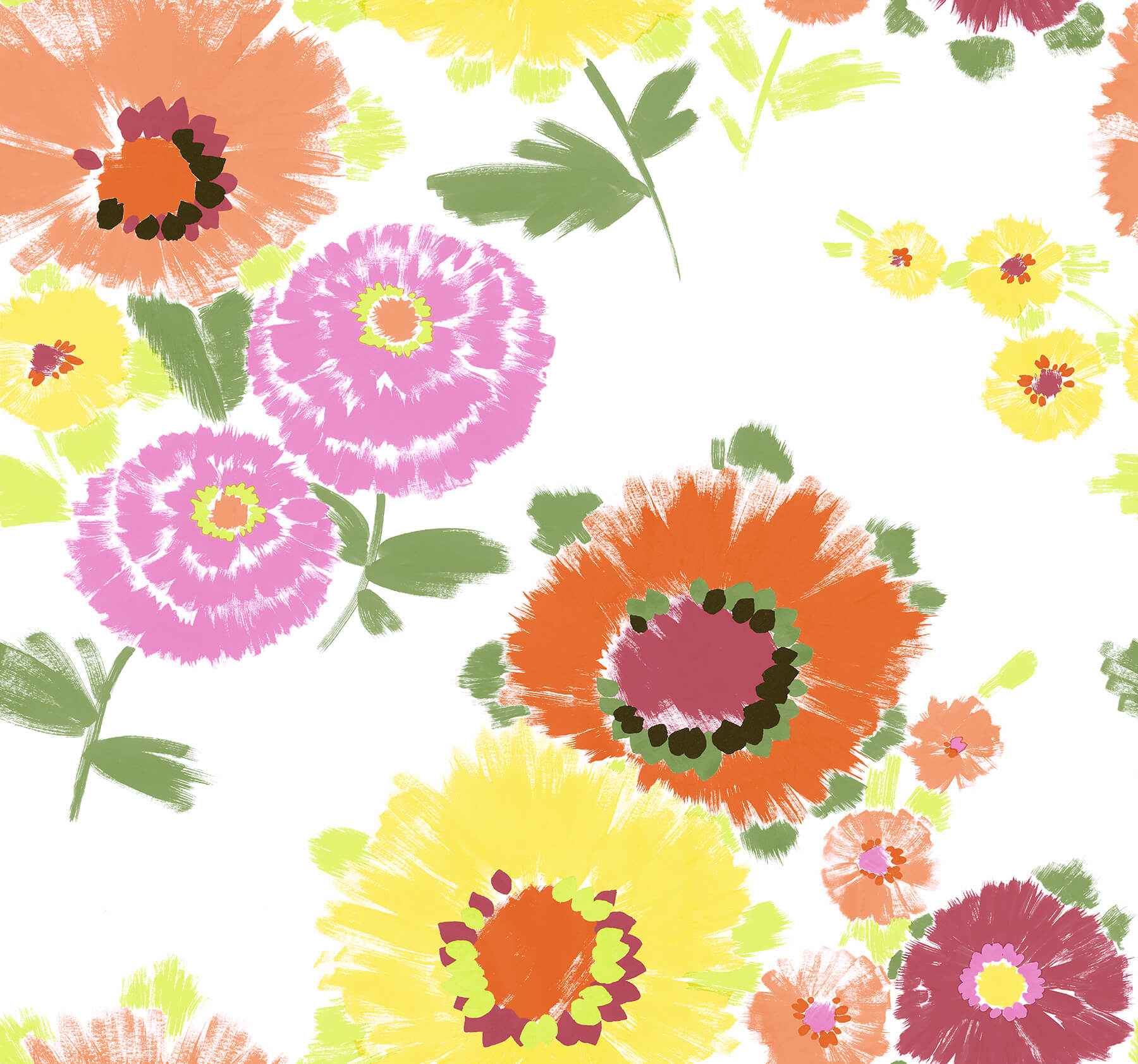 Essie Yellow Painterly Floral Wallpaper - York Wallcoverings - 4081-26323