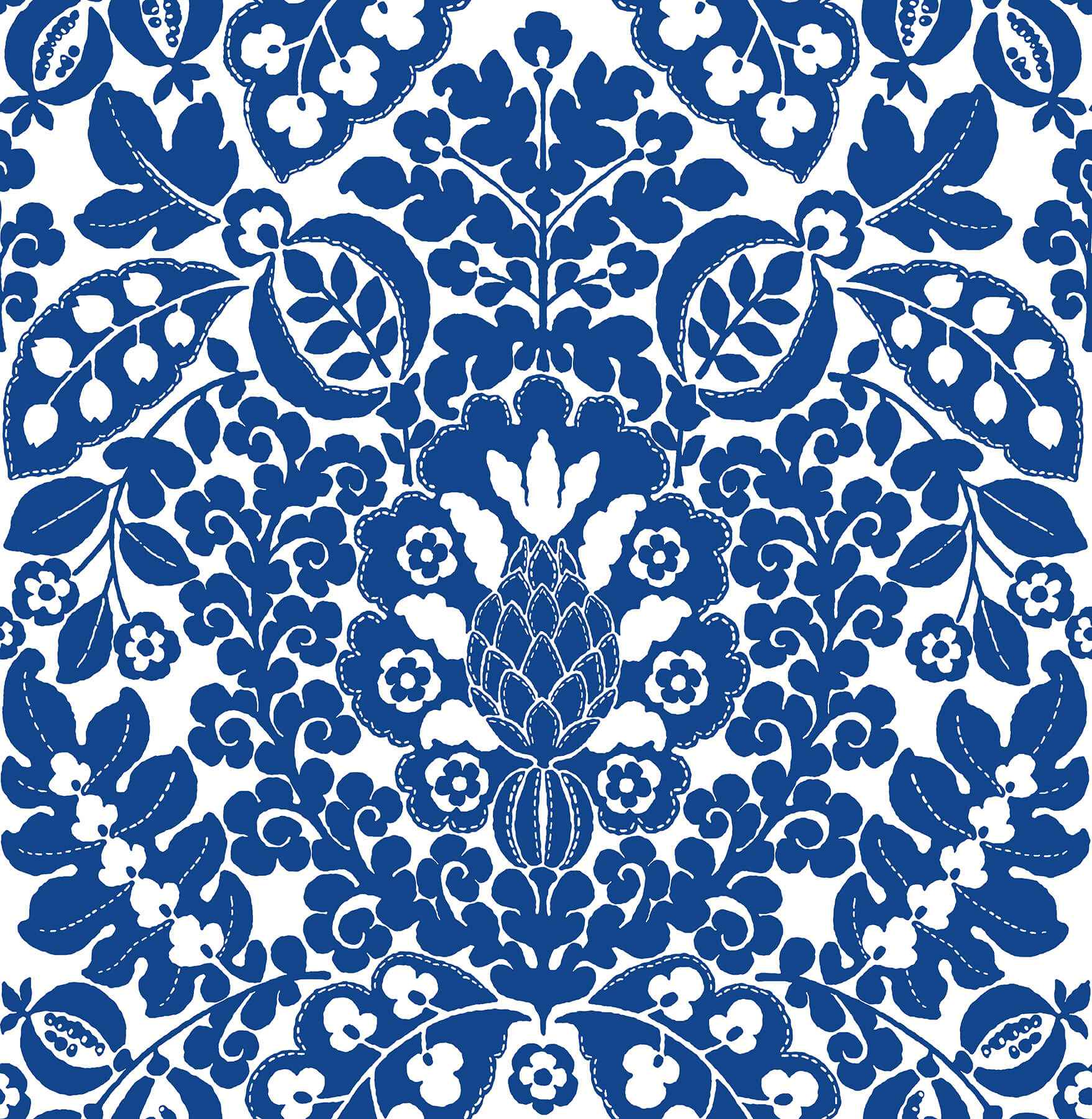 Marni Blue Fruit Damask Wallpaper - York Wallcoverings - 4081-26332 - York Wallcoverings Wallpaper