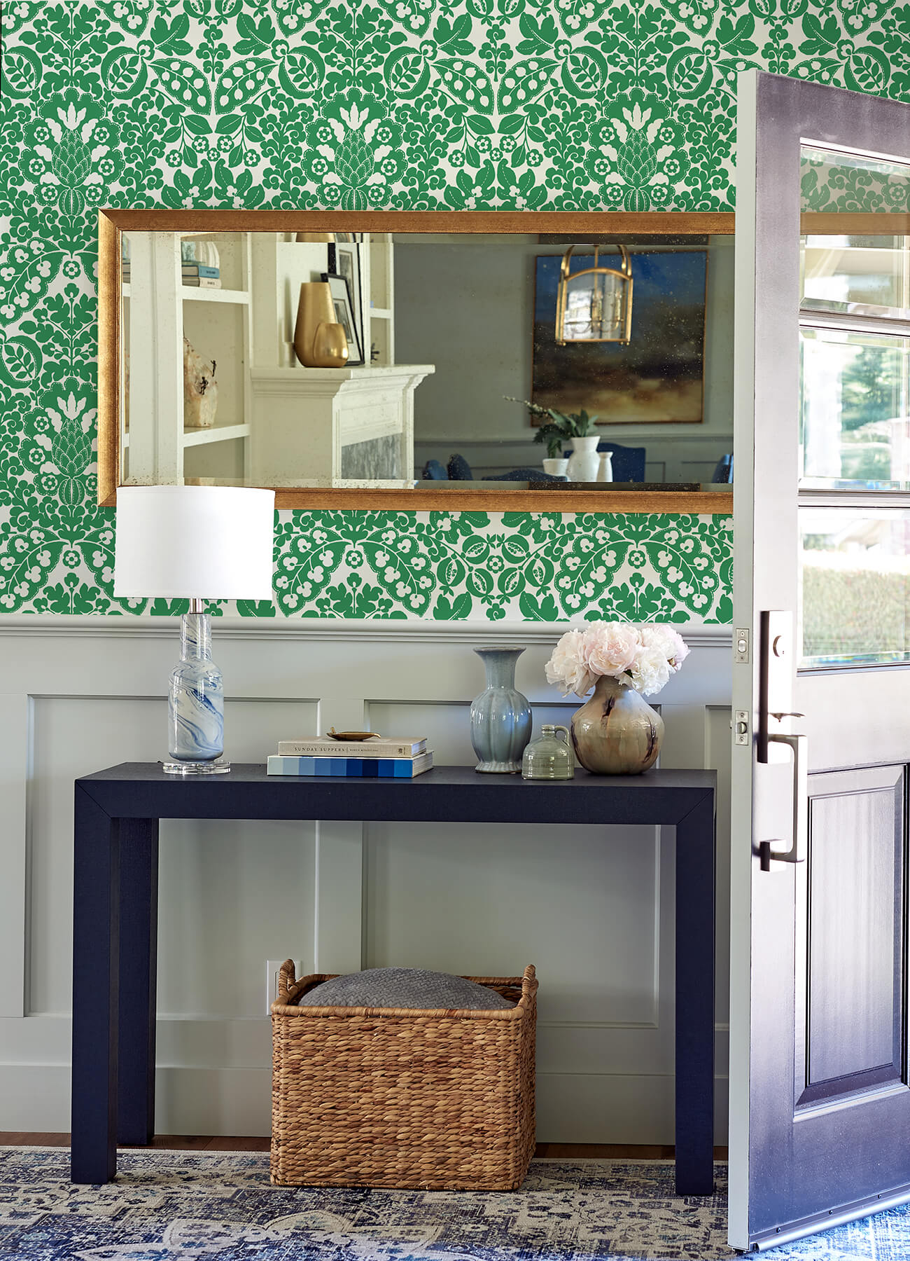 marni-green-fruit-damask-wallpaper-york-wallcoverings-4081-26333 - York Wallcoverings Wallpaper