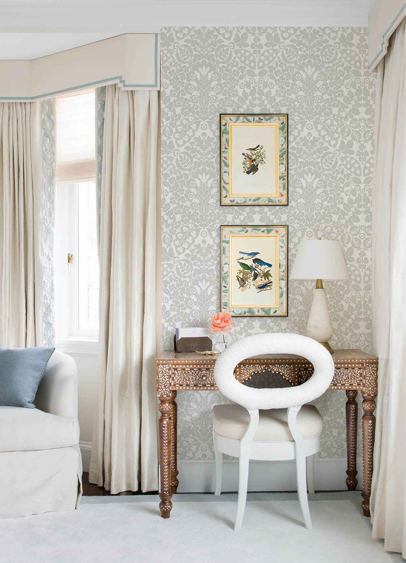 Marni Grey Fruit Damask Wallpaper - York Wallcoverings - 4081-26335 - York Wallcoverings Wallpaper
