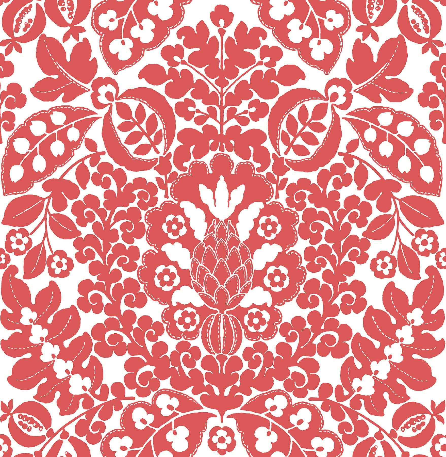 Marni Red Fruit Damask Wallpaper - York Wallcoverings - 4081-26336 - York Wallcoverings Wallpaper