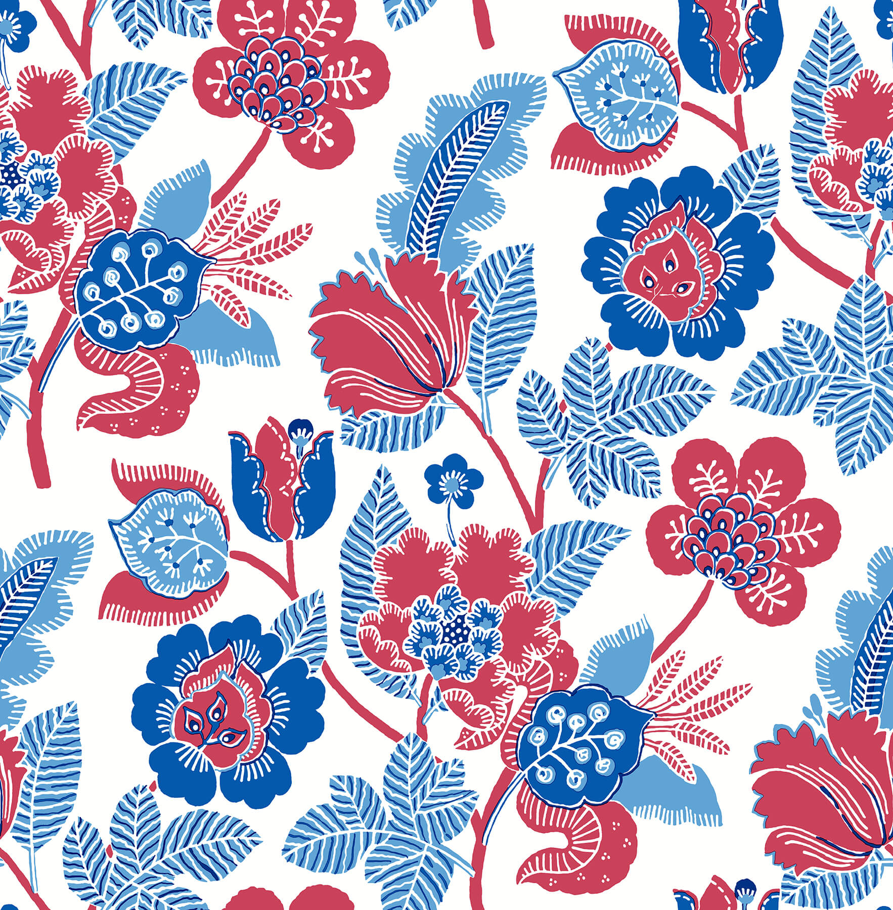 jana-red-jacobean-wallpaper-york-wallcoverings-4081-26338 - York Wallcoverings Wallpaper