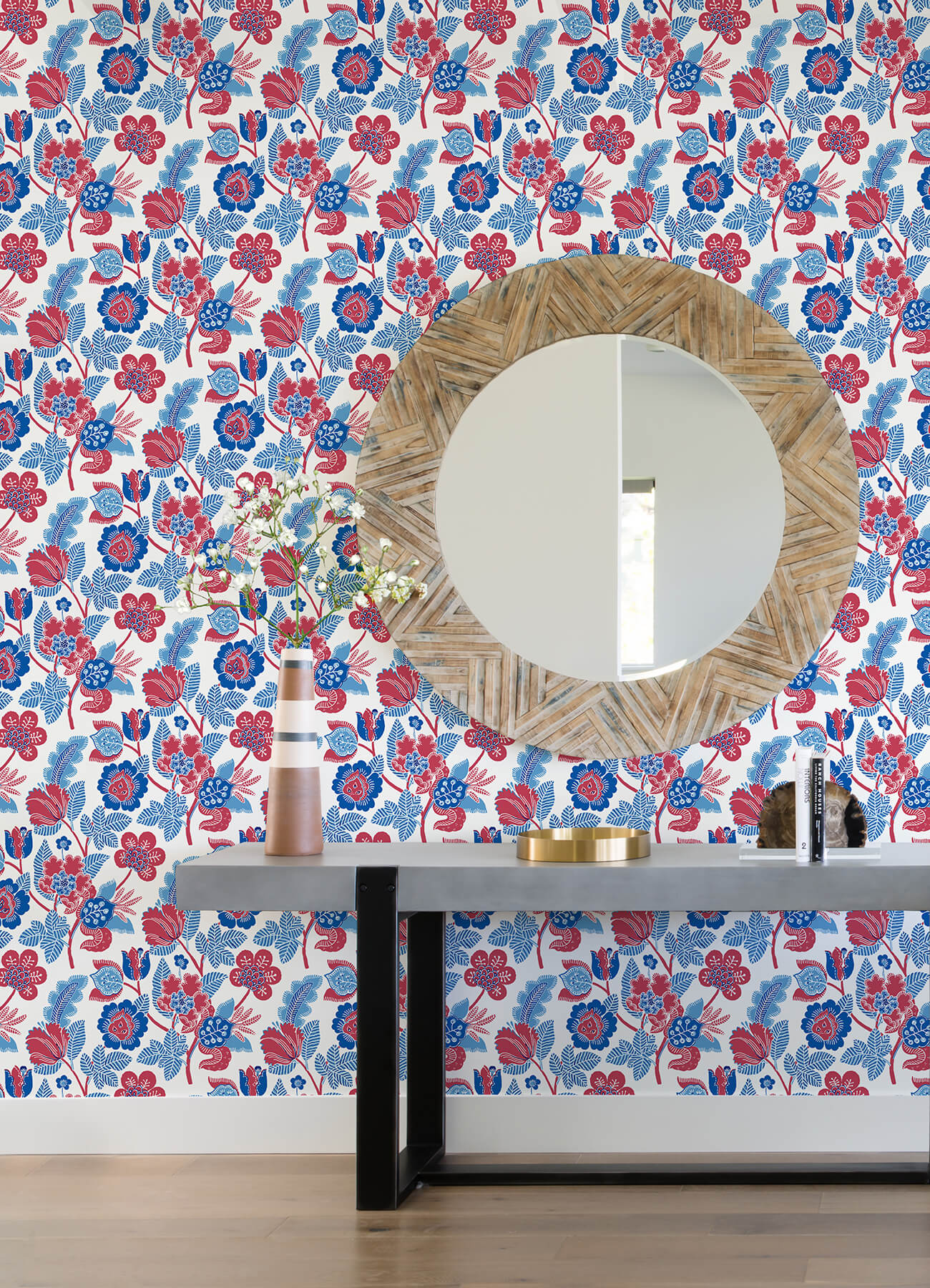 jana-red-jacobean-wallpaper-york-wallcoverings-4081-26338 - York Wallcoverings Wallpaper