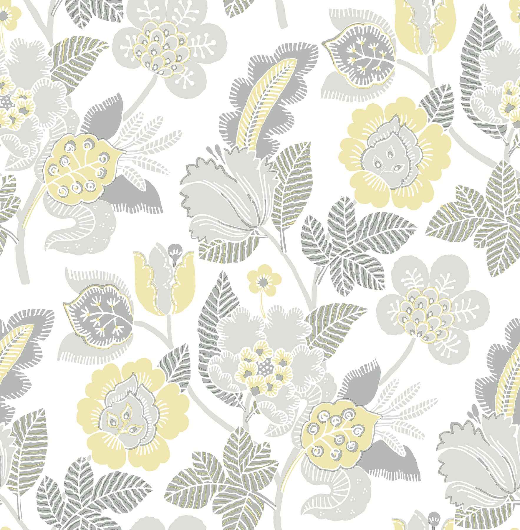 Jana Light Grey Jacobean Wallpaper - York Wallcoverings - 4081-26341
