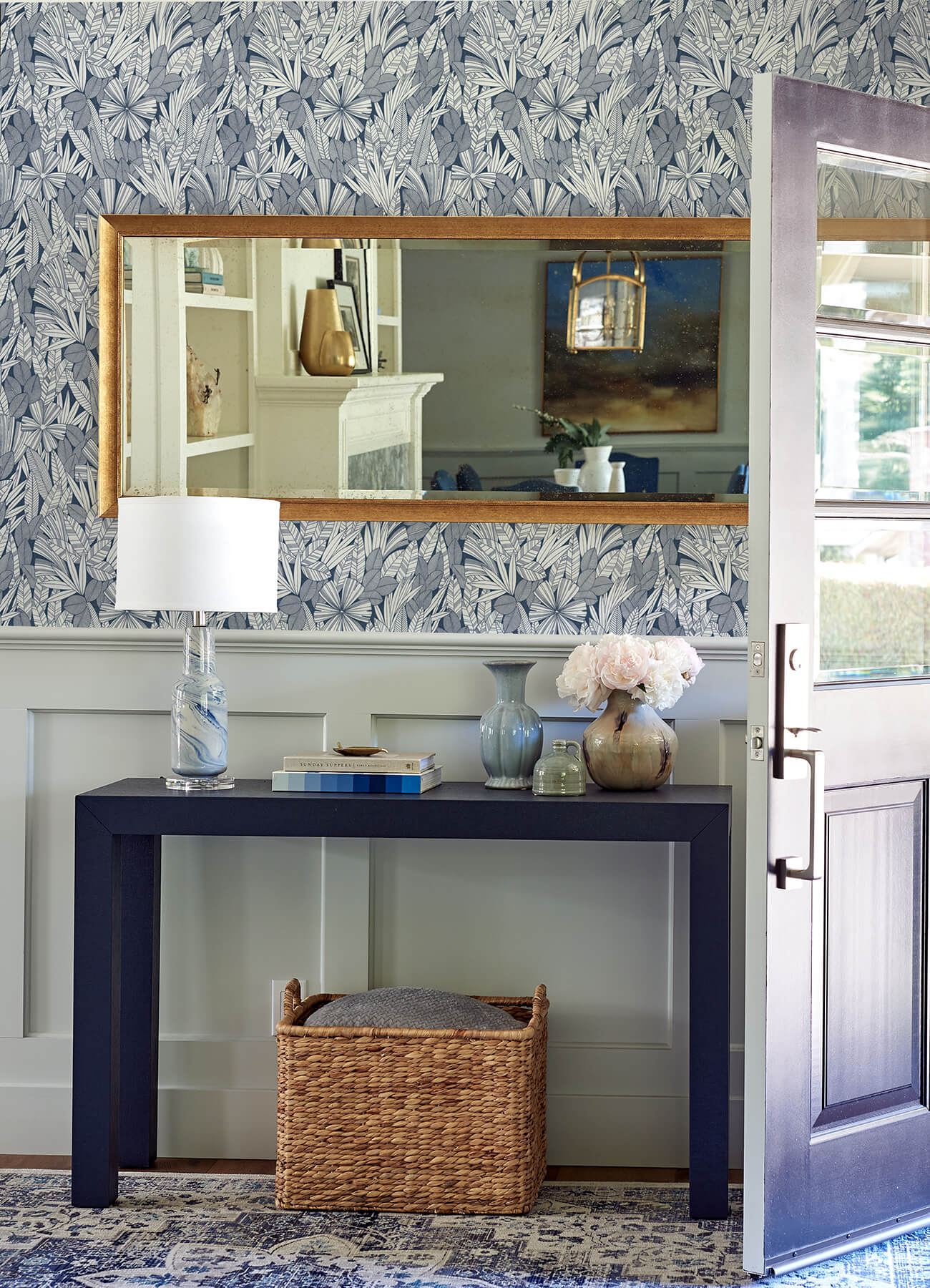 bannon-blue-leaves-wallpaper-york-wallcoverings-4081-26342 - York Wallcoverings Wallpaper
