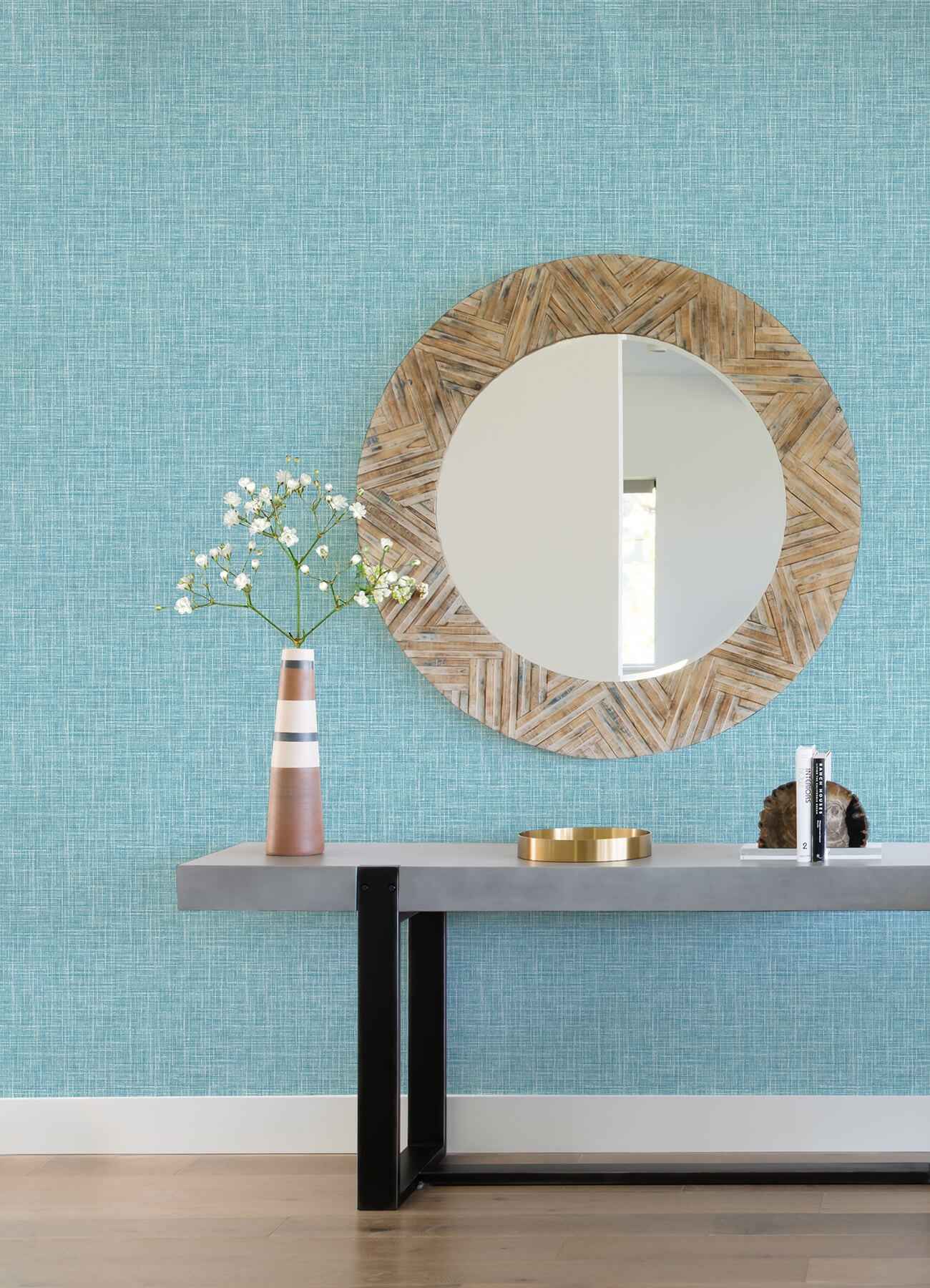 Emerson Light Blue Faux Linen Wallpaper - York Wallcoverings - 4081-26352 - York Wallcoverings Wallpaper