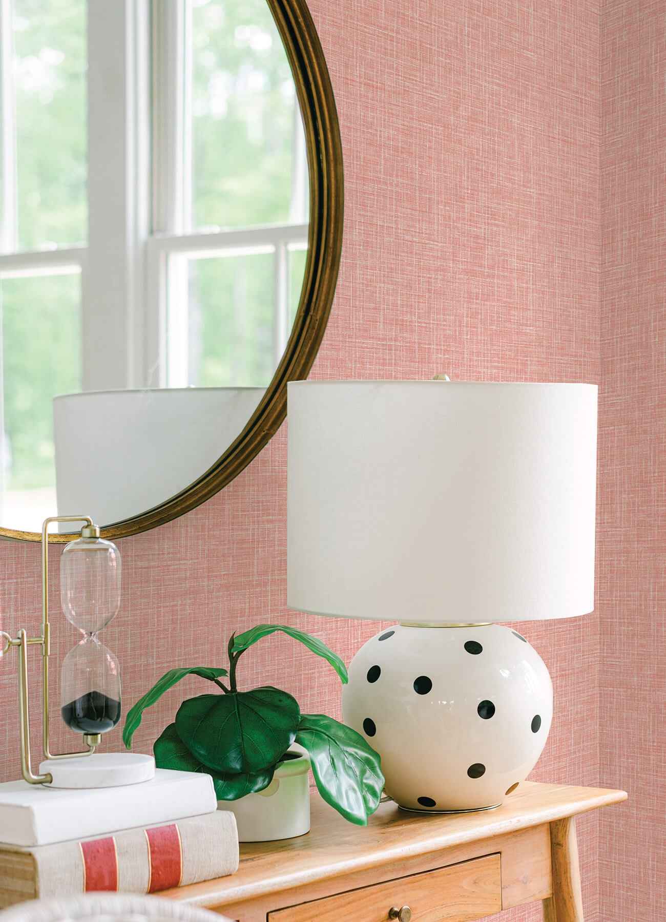 Emerson Coral Faux Linen Wallpaper - York Wallcoverings - 4081-26355 - York Wallcoverings Wallpaper