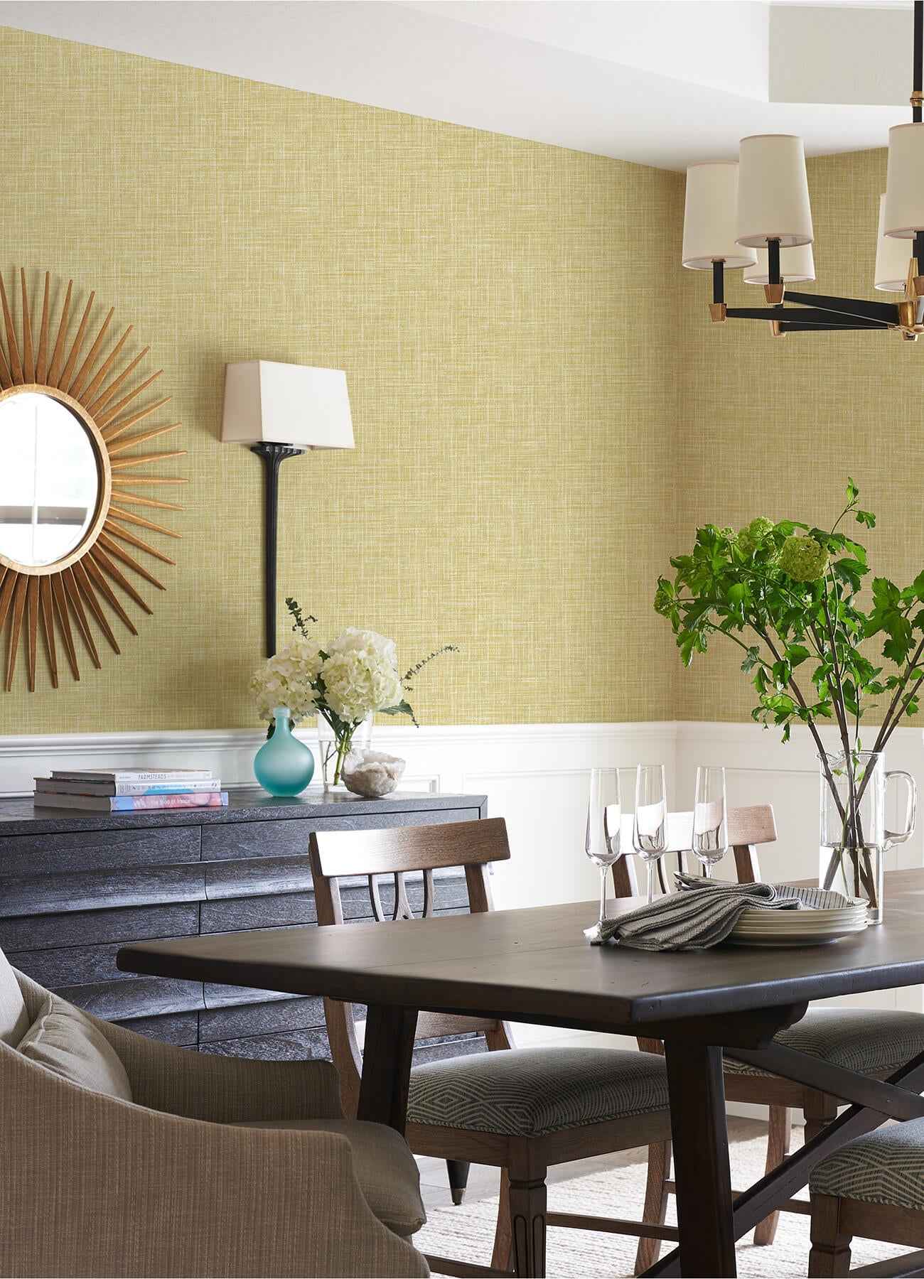 Emerson Yellow Faux Linen Wallpaper - York Wallcoverings - 4081-26356 - York Wallcoverings Wallpaper