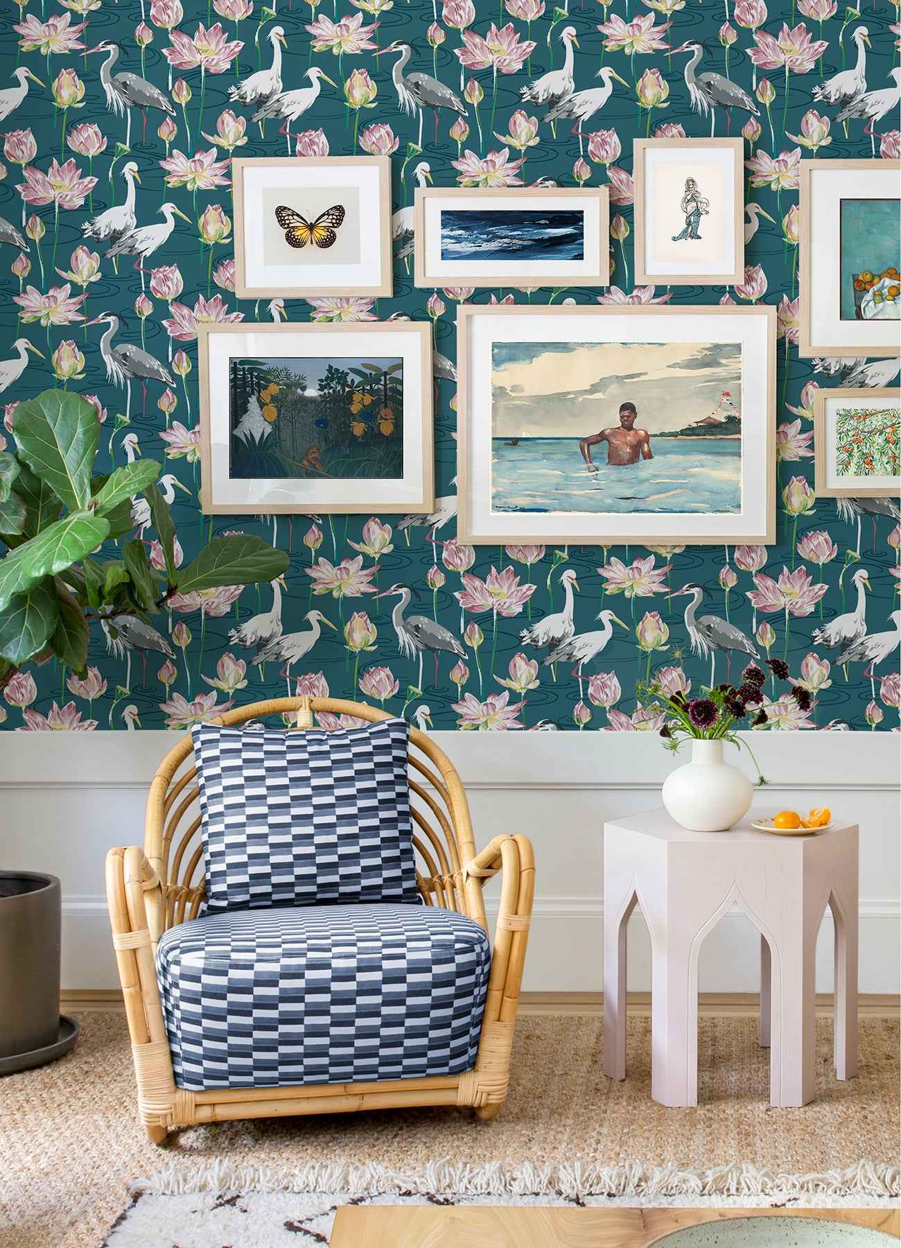 Barton Teal Heron Wallpaper - York Wallcoverings - 4081-87552 - York Wallcoverings Wallpaper