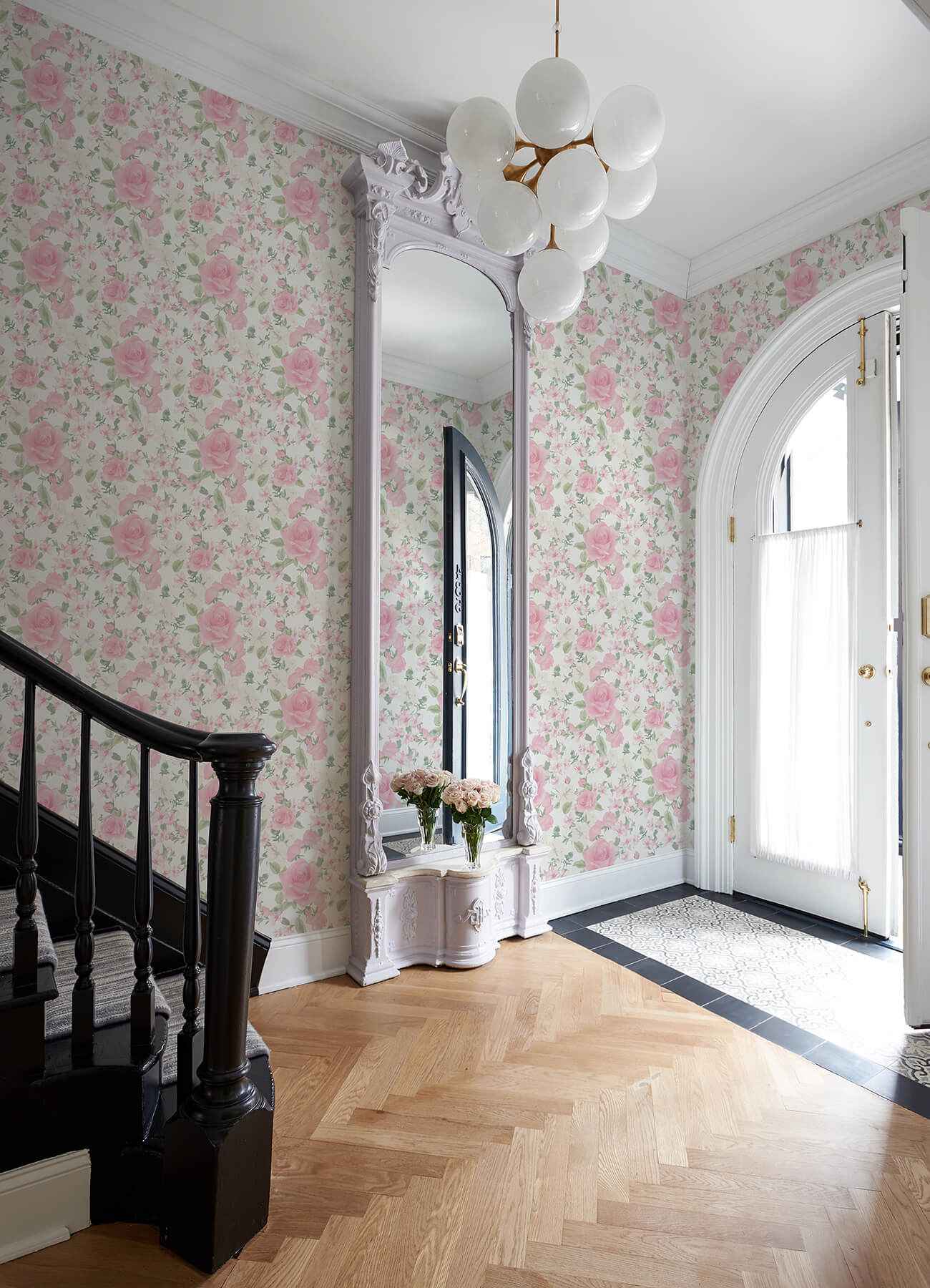 Sunset Harbor Rose Vida Rosa Roses & White Flowers Wallpaper - York Wallcoverings - AST4655 - York Wallcoverings Wallpaper