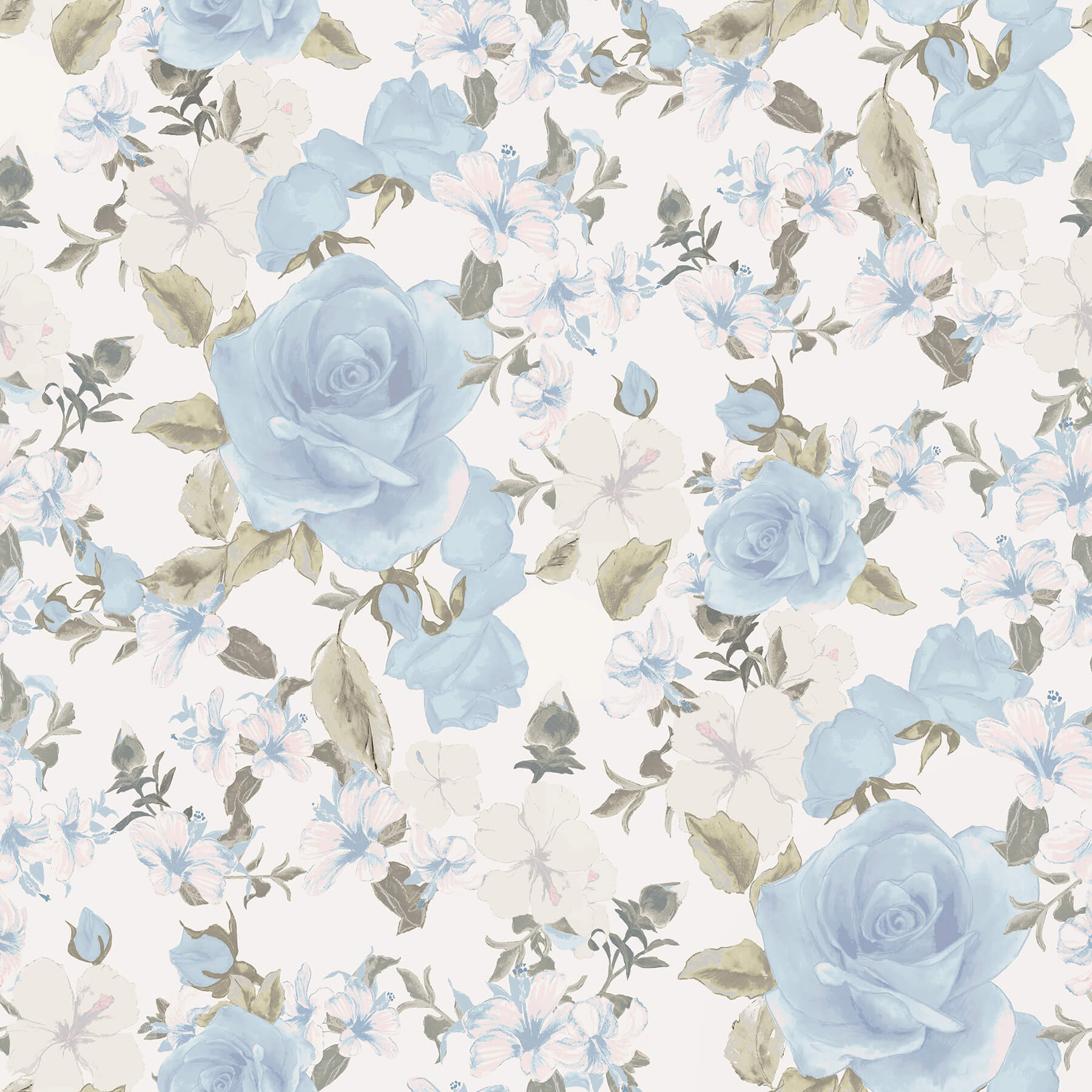sunset-harbor-rose-bella-lina-blue-roses-white-flowers-wallpaper-york-wallcoverings-ast4656 - York Wallcoverings Papel pintado