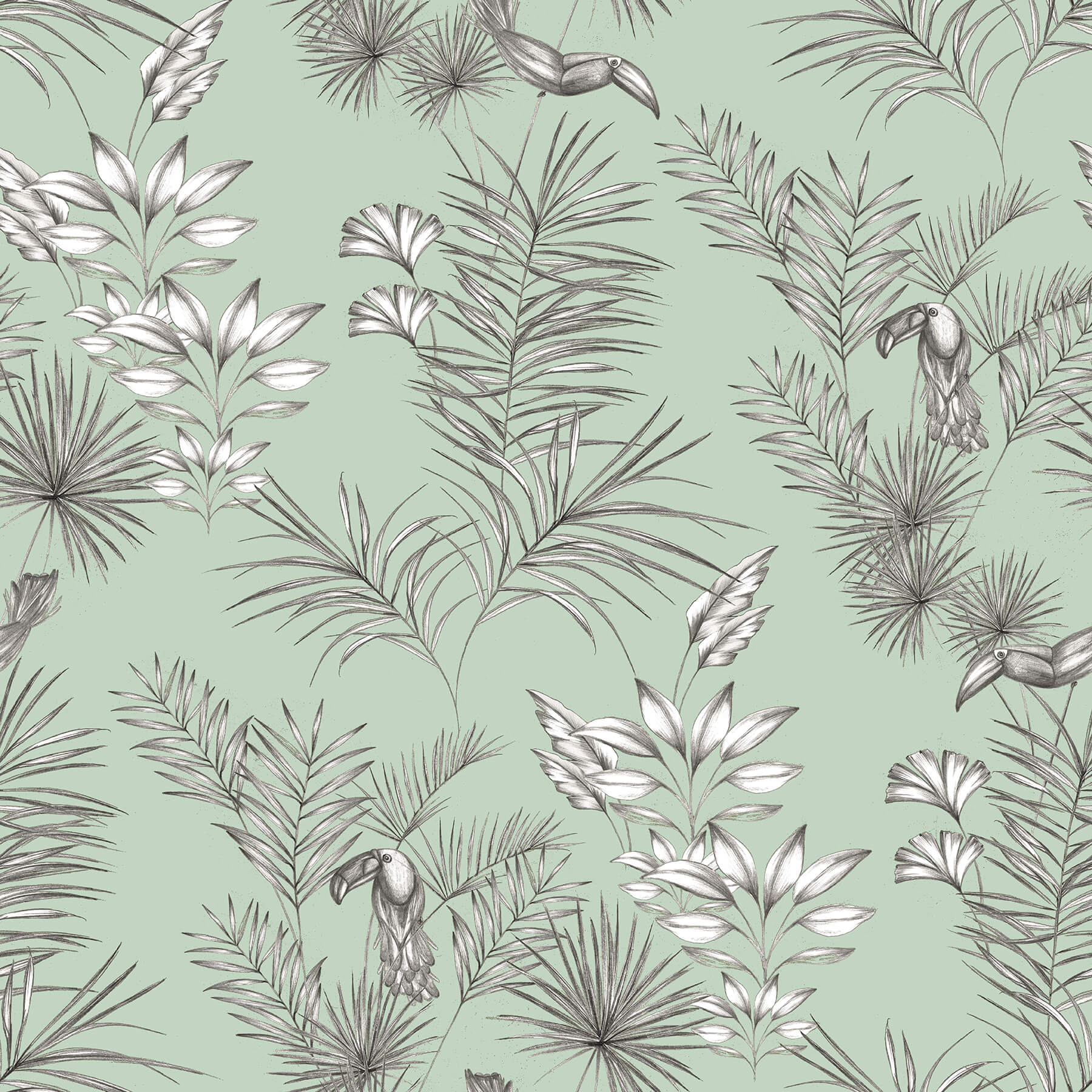 shelly-mint-toucan-toile-wallpaper-york-wallcoverings-wld53113w - York Wallcoverings Wallpaper