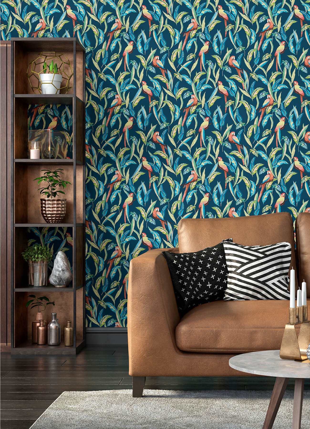 timor-indigo-parrot-wallpaper-york-wallcoverings-wld53117w - York Wallcoverings Wallpaper