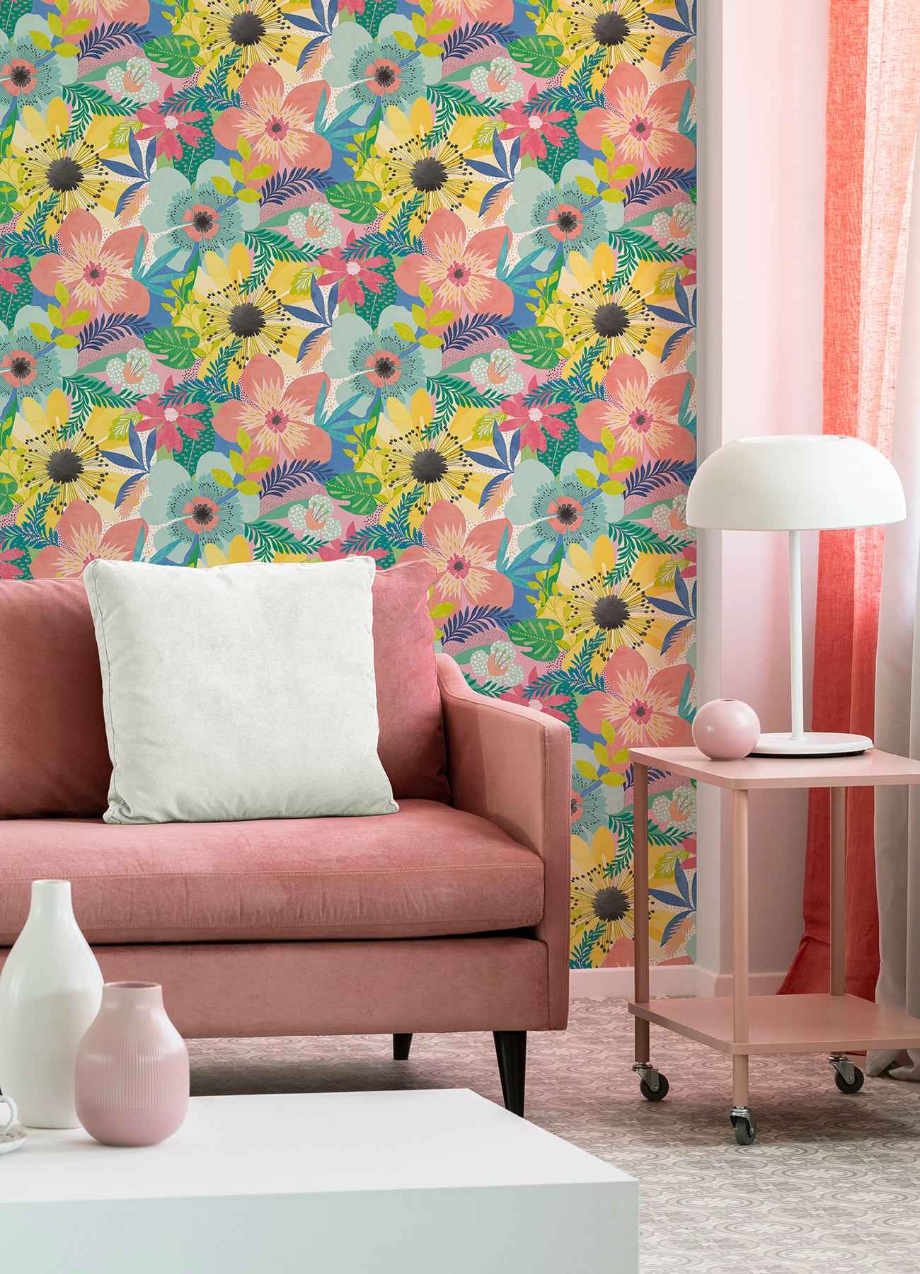 Janis Pastel Floral Riot Wallpaper - York Wallcoverings - CEP50103W - York Wallcoverings Wallpaper