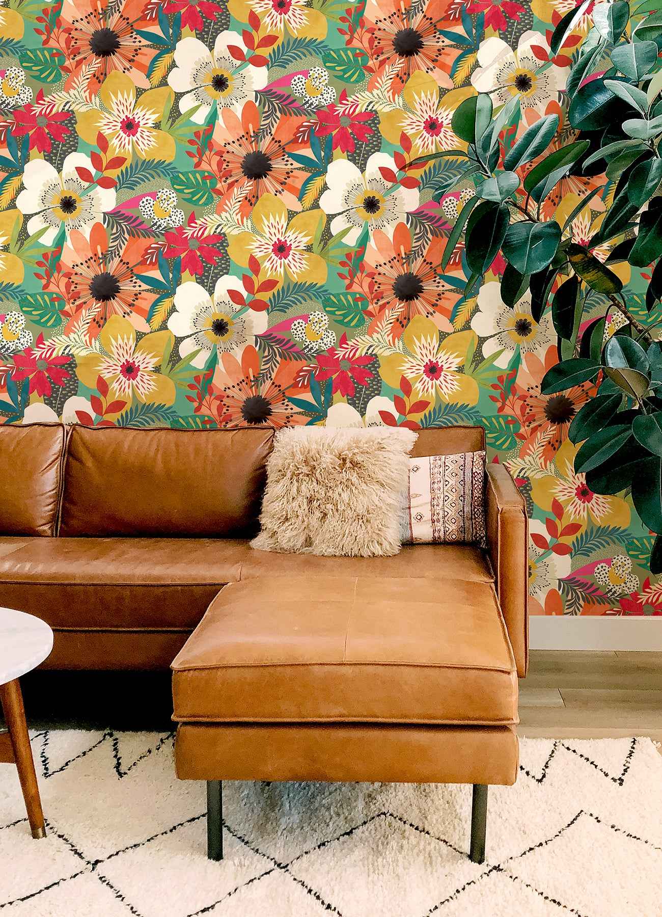 Janis Olive Floral Riot Wallpaper - York Wallcoverings - CEP50105W - York Wallcoverings Wallpaper
