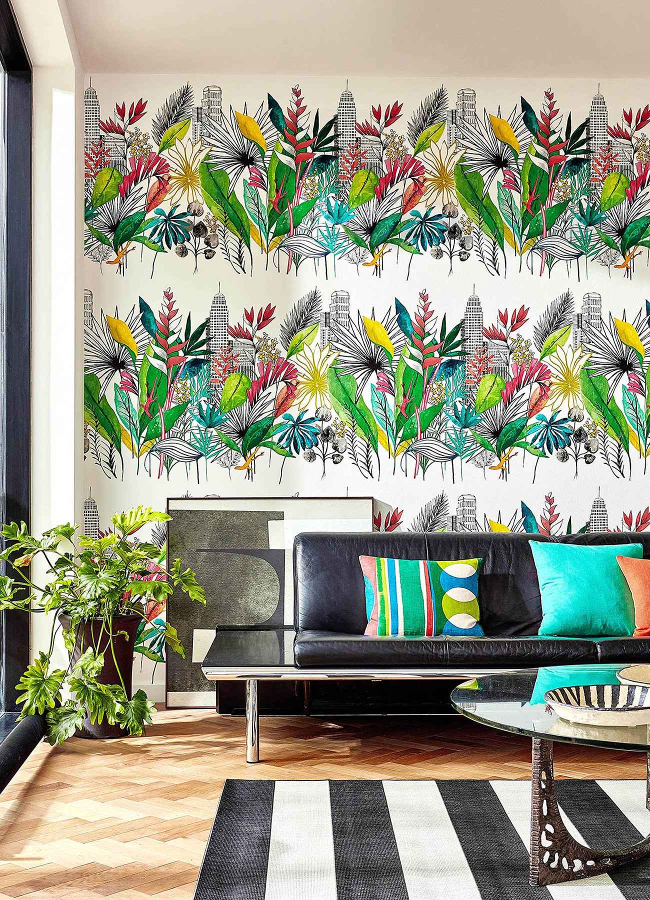 Sierra Multicolor Urban Tropic Wallpaper - York Wallcoverings - CEP50107W - York Wallcoverings Wallpaper