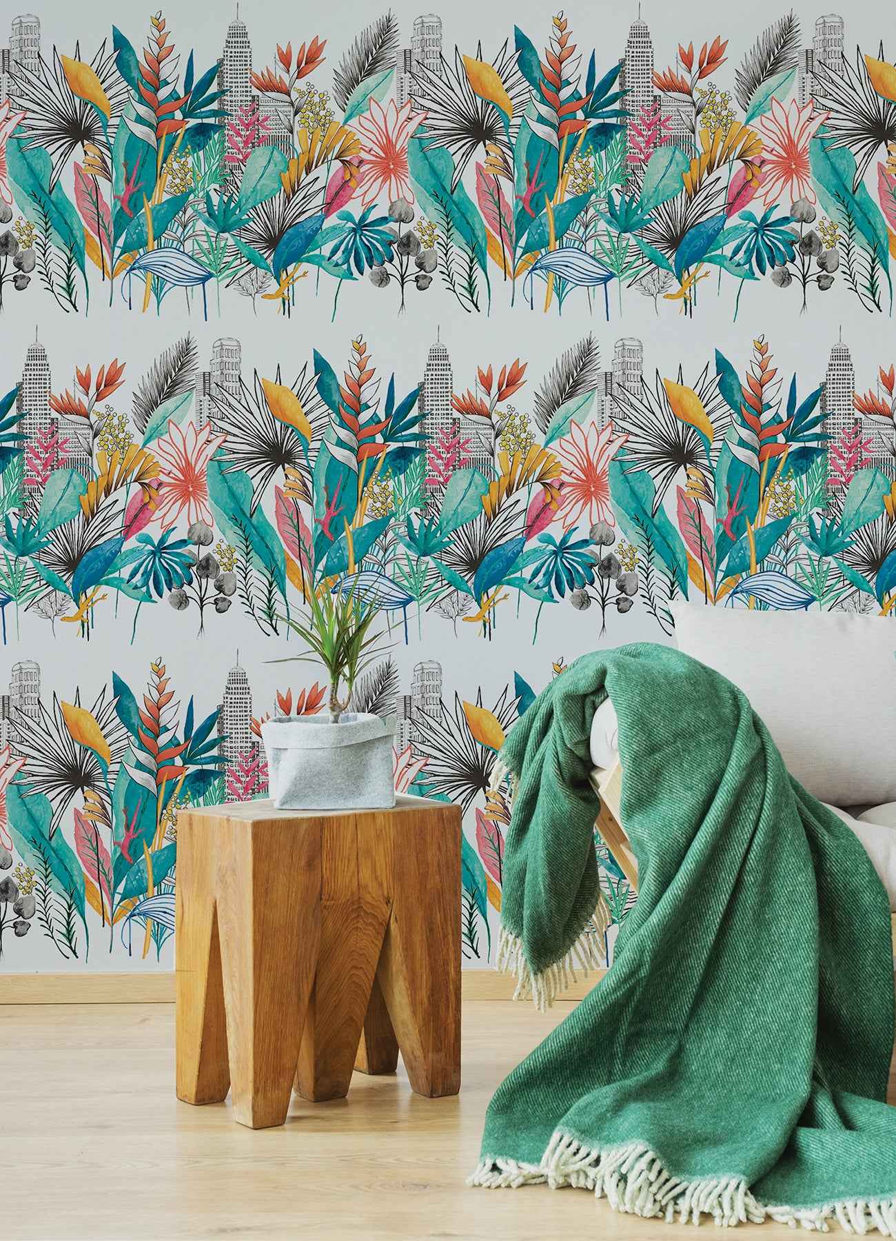 Sierra Blue Urban Tropic Wallpaper - York Wallcoverings - CEP50108W - York Wallcoverings Wallpaper