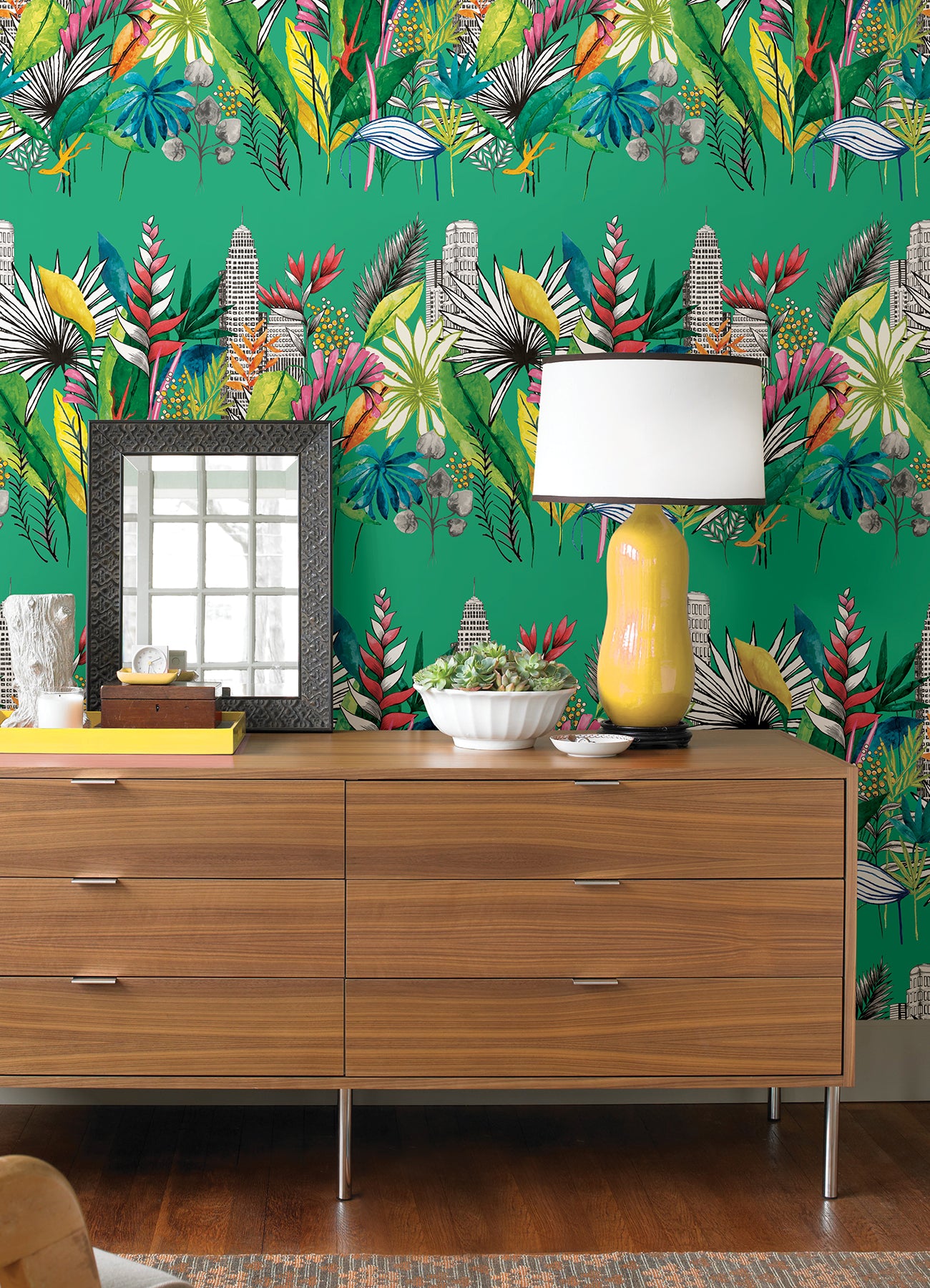 sierra-green-urban-tropic-wallpaper-york-wallcoverings-cep50111w - York Wallcoverings Papel pintado