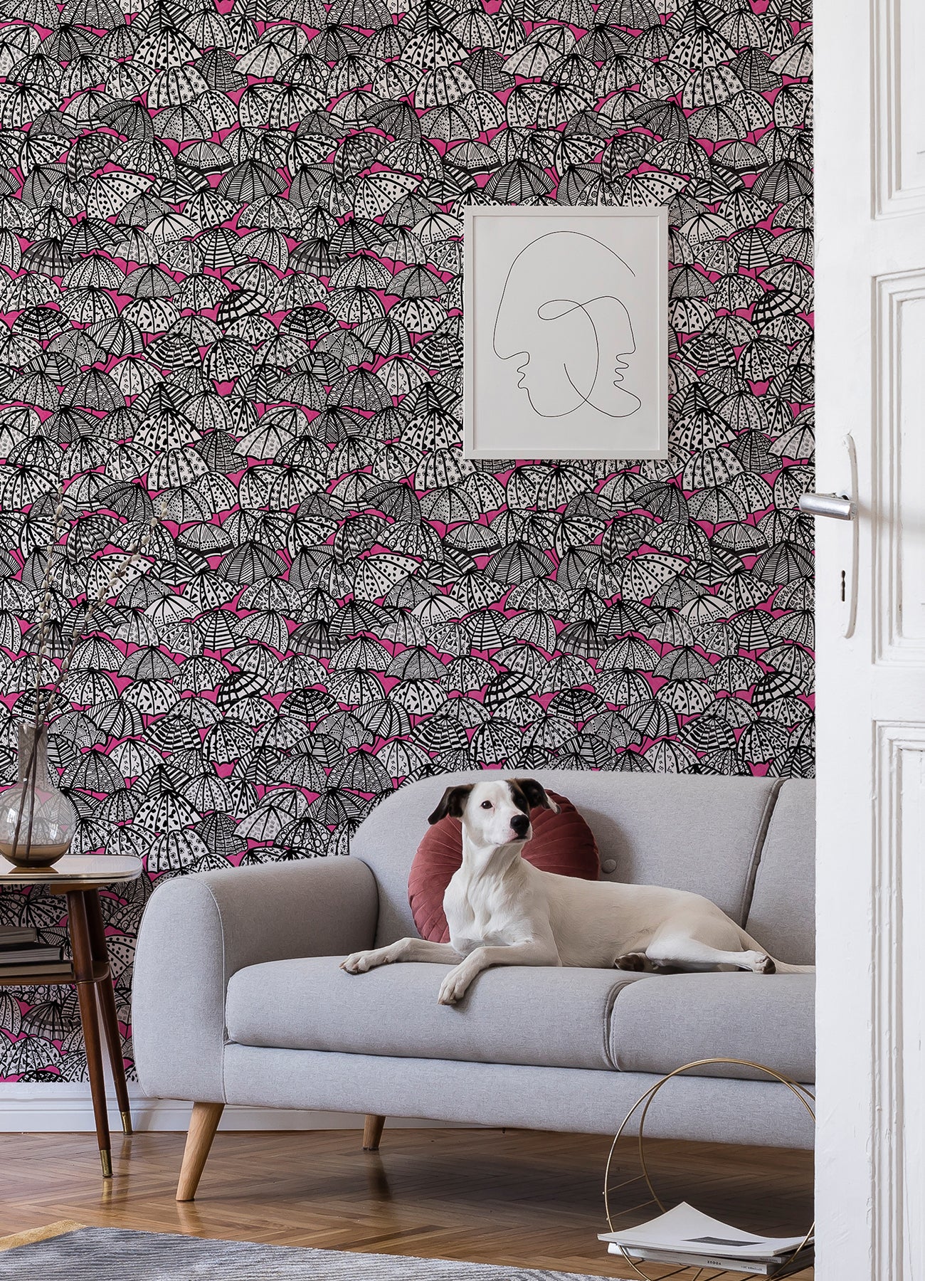 dara-raspberry-jolly-brollies-wallpaper-york-wallcoverings-cep50115w - York Wallcoverings Wallpaper