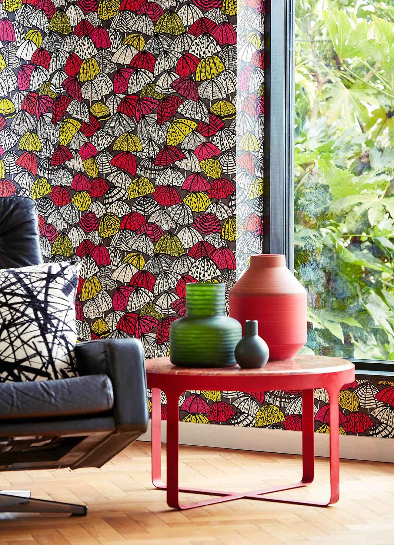 Dara Red Jolly Brollies Wallpaper - York Wallcoverings - CEP50116W - York Wallcoverings Wallpaper