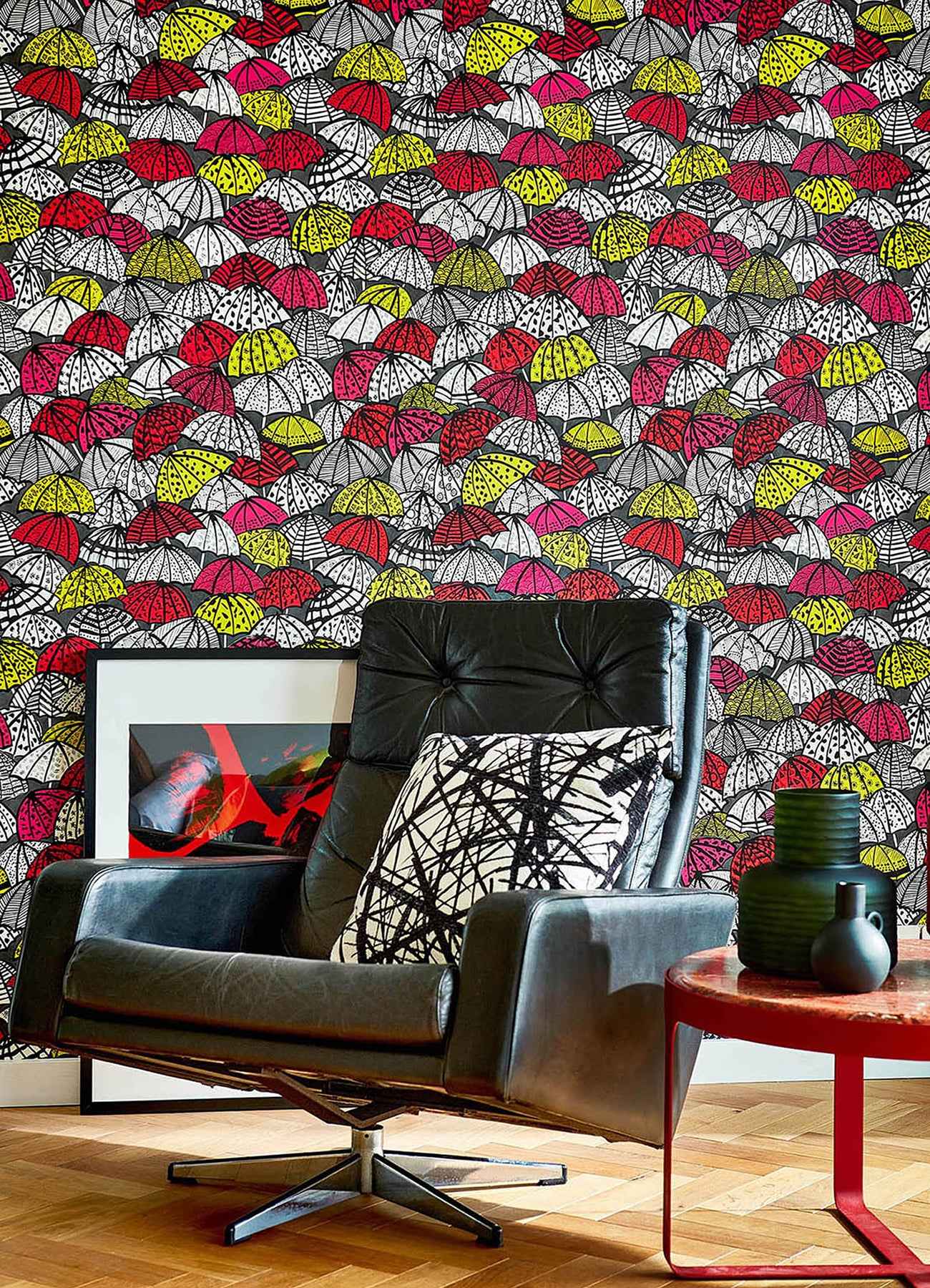 Dara Red Jolly Brollies Wallpaper - York Wallcoverings - CEP50116W - York Wallcoverings Wallpaper