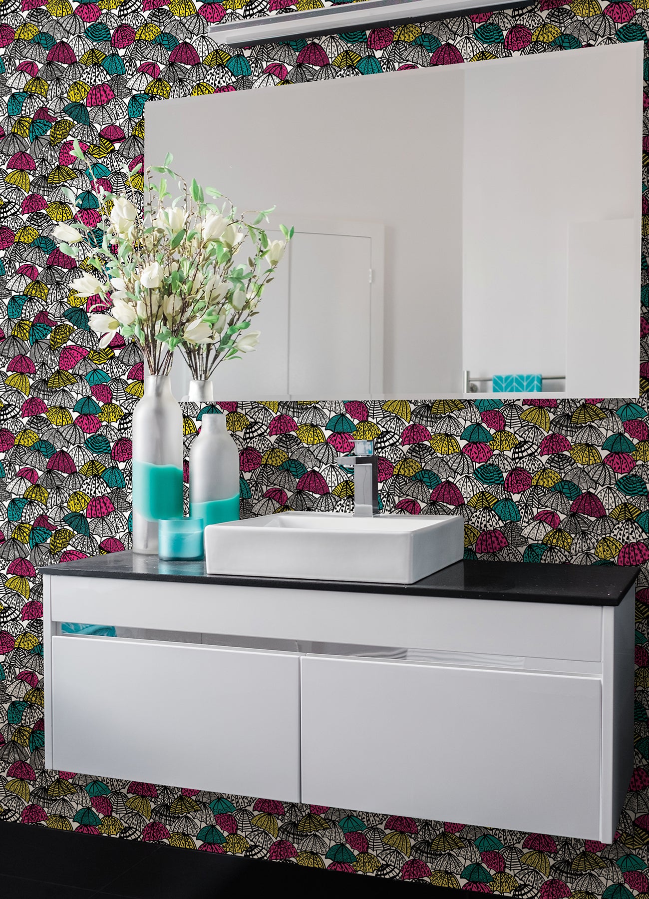 dara-fuschia-jolly-brollies-wallpaper-york-wallcoverings-cep50118w - York Wallcoverings Wallpaper