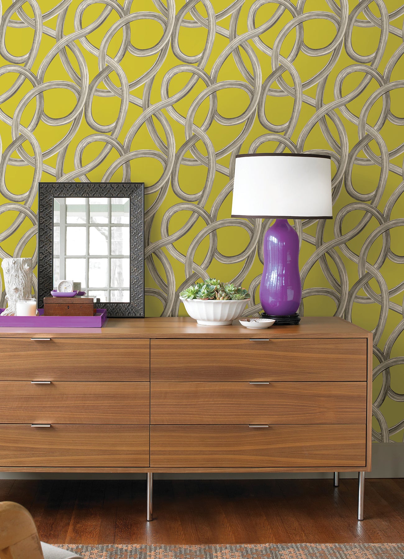 calix-chartreuse-twisted-geo-wallpaper-york-wallcoverings-cep50125w - York Wallcoverings Papel pintado