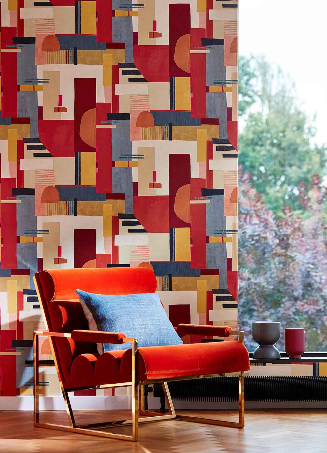 Rhodes Red Blocs Wallpaper - York Wallcoverings - CEP50130W - York Wallcoverings Wallpaper