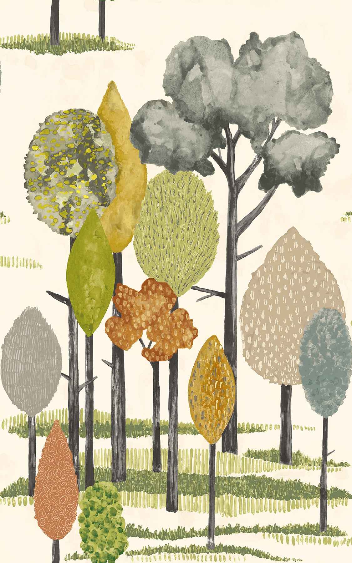 Cypress Olive Tall Trees Wallpaper - York Wallcoverings - CEP50135W