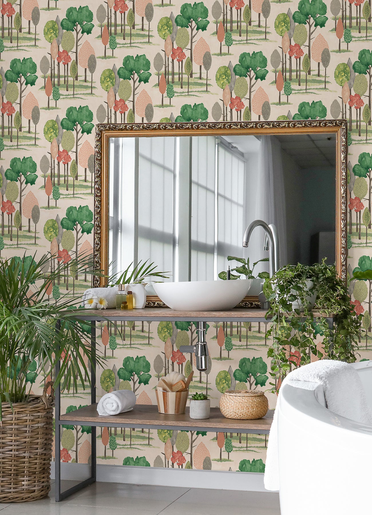 cypress-pink-tall-trees-wallpaper-york-wallcoverings-cep50136w - York Wallcoverings Papel pintado
