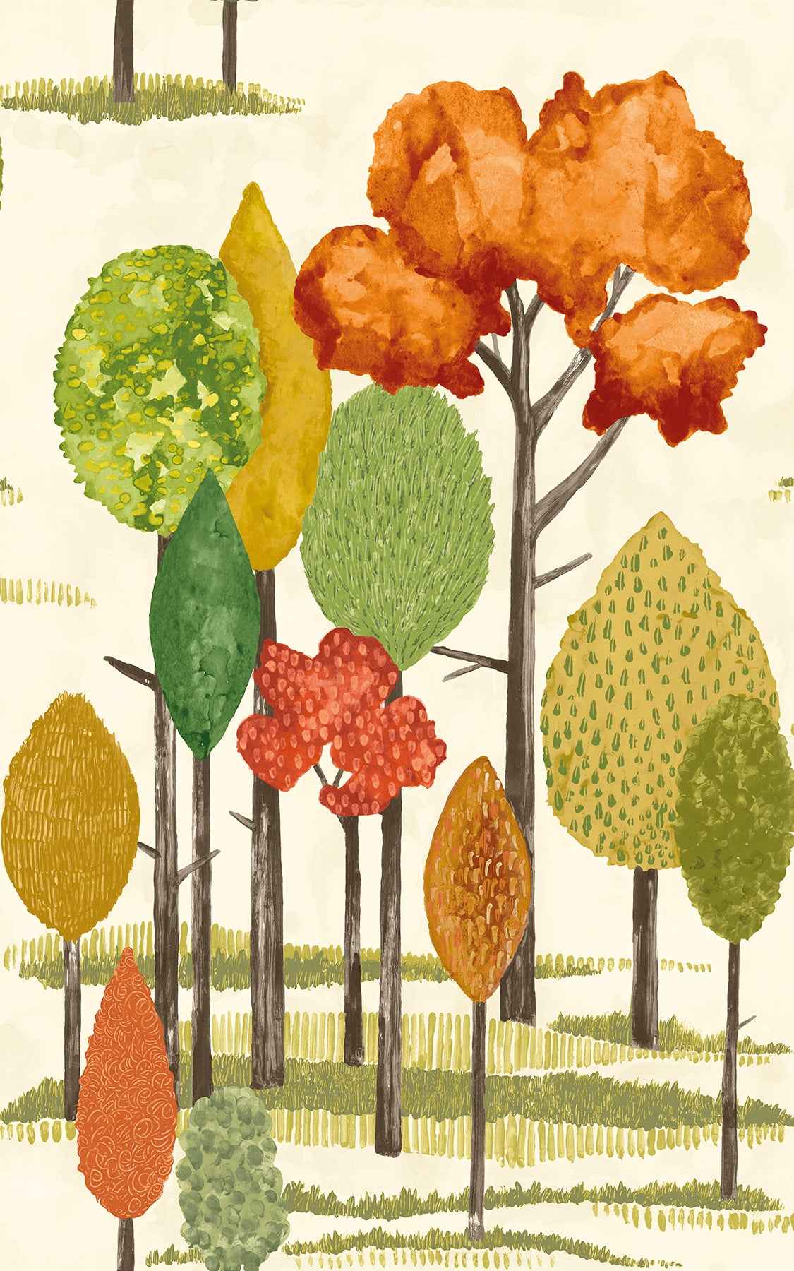 Cypress Orange Tall Trees Wallpaper - York Wallcoverings - CEP50138W