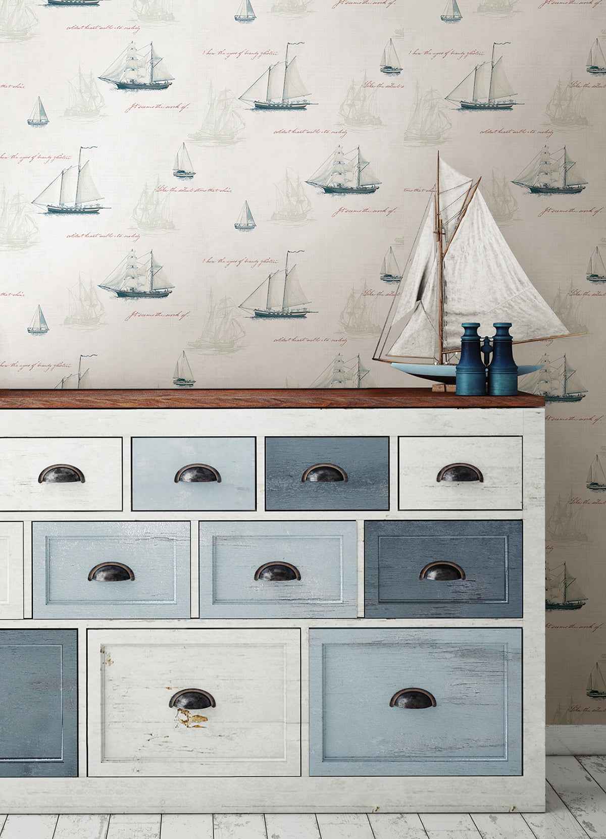 andrew-white-sailboat-wallpaper-york-wallcoverings-4041-01703 - York Wallcoverings Wallpaper