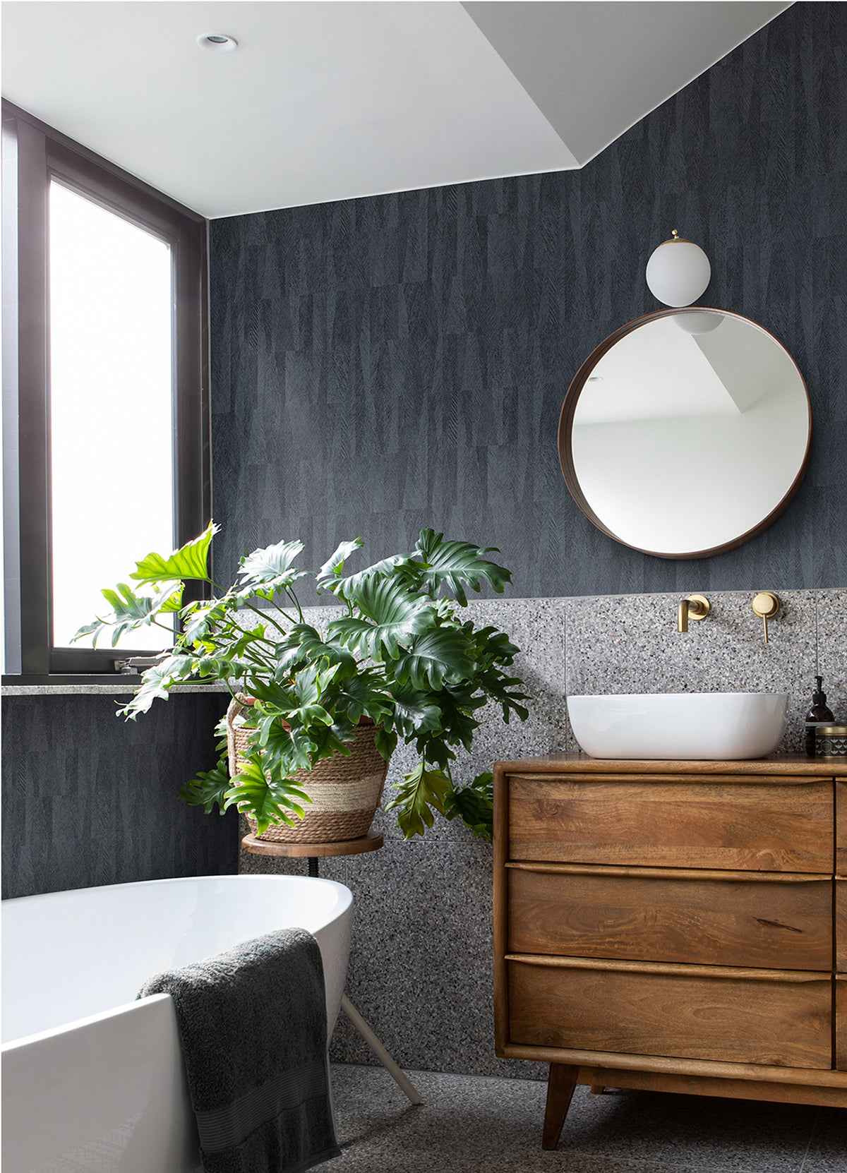 sutton-charcoal-textured-geometric-wallpaper-york-wallcoverings-4041-418927 - York Wallcoverings Wallpaper