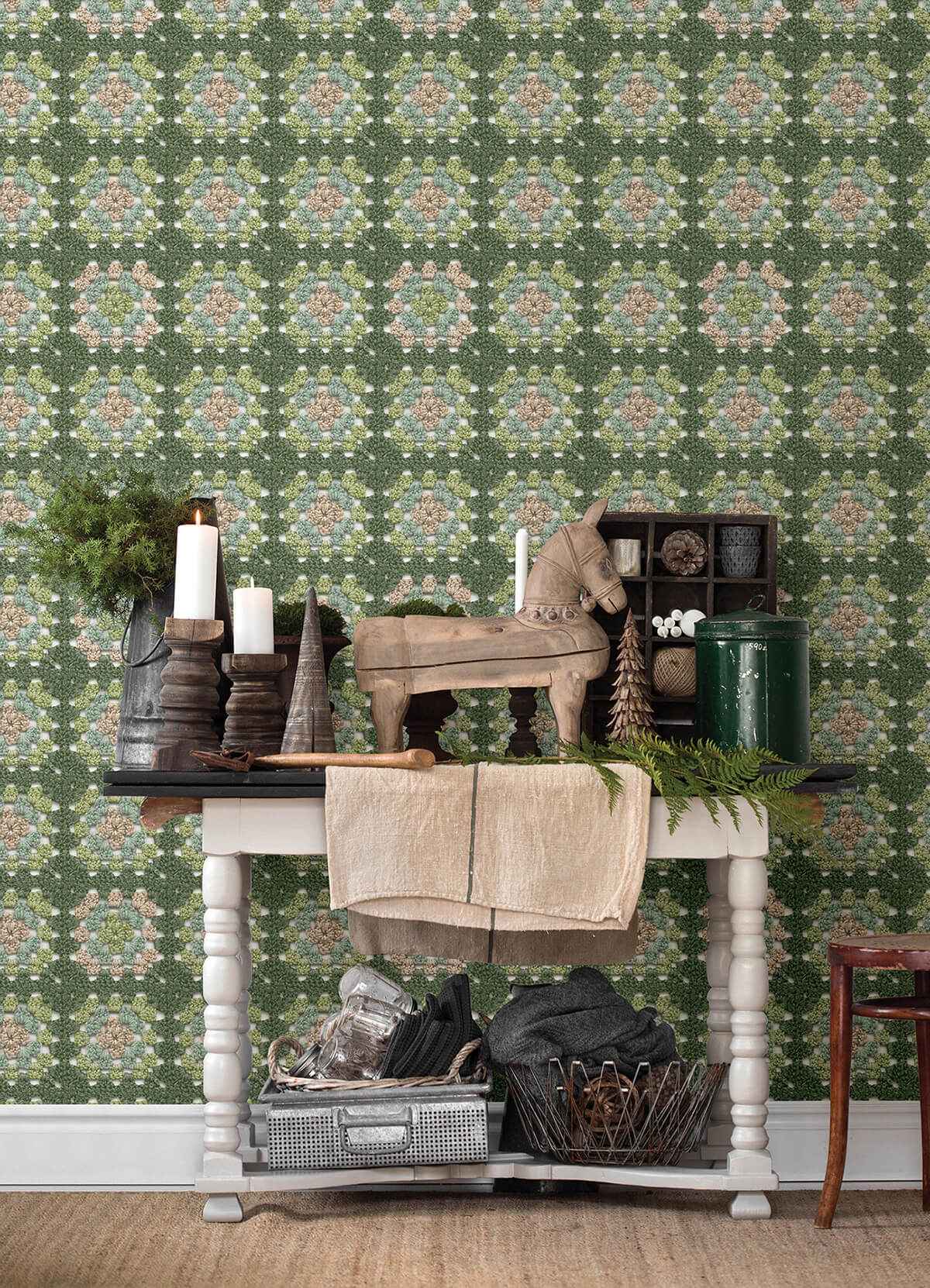maud-green-crochet-geometric-wallpaper-york-wallcoverings-3124-13863 - York Wallcoverings Wallpaper