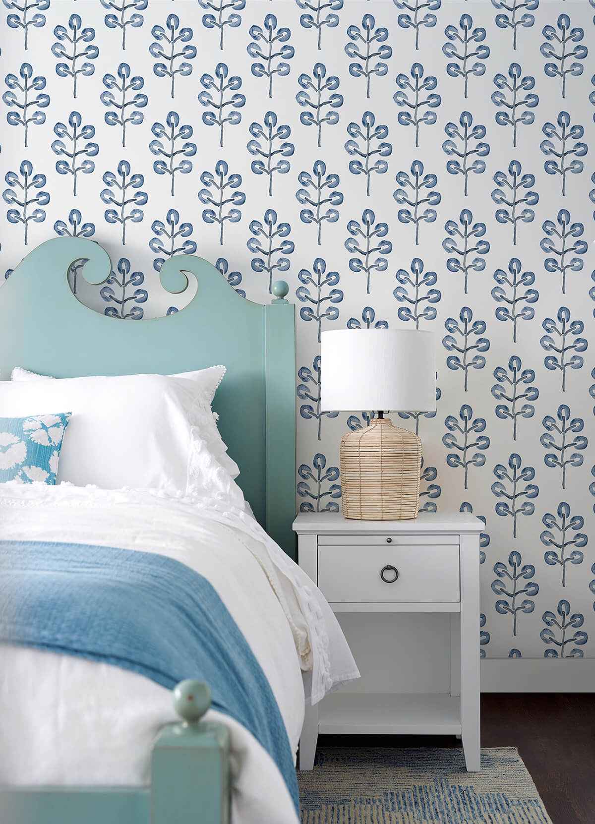 Plum Tree Blue Botanical Wallpaper - York Wallcoverings - 3124-13874 - York Wallcoverings Wallpaper