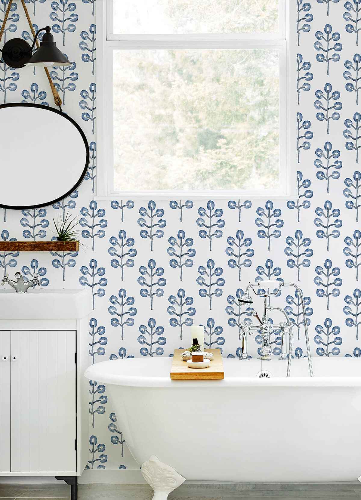 Plum Tree Blue Botanical Wallpaper - York Wallcoverings - 3124-13874 - York Wallcoverings Wallpaper
