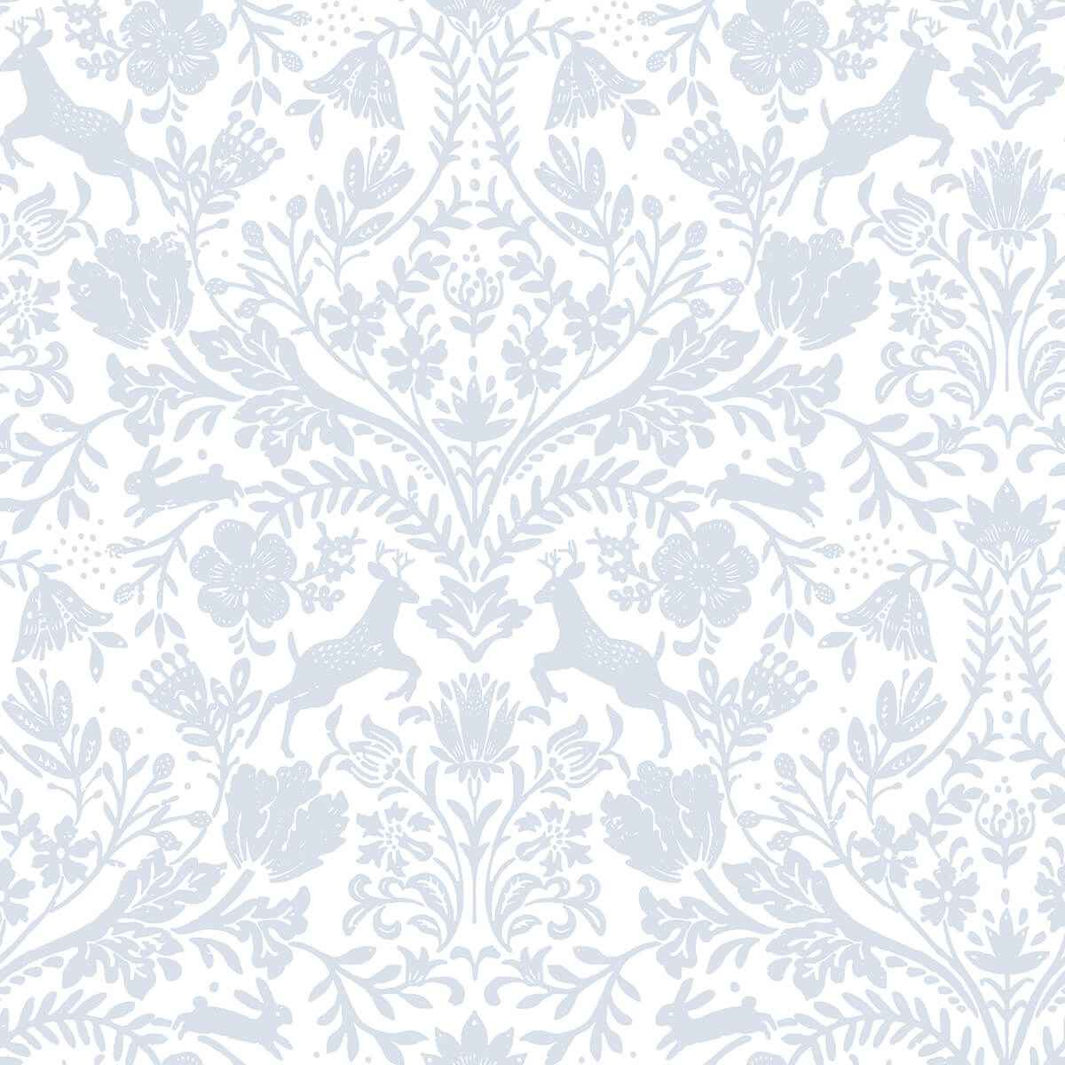 Forest Dance Light Blue Damask Wallpaper - York Wallcoverings - 3124-13882 - York Wallcoverings Wallpaper