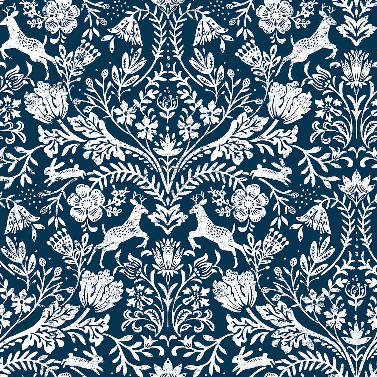 Forest Dance Navy Damask Wallpaper - York Wallcoverings - 3124-13883 - York Wallcoverings Wallpaper