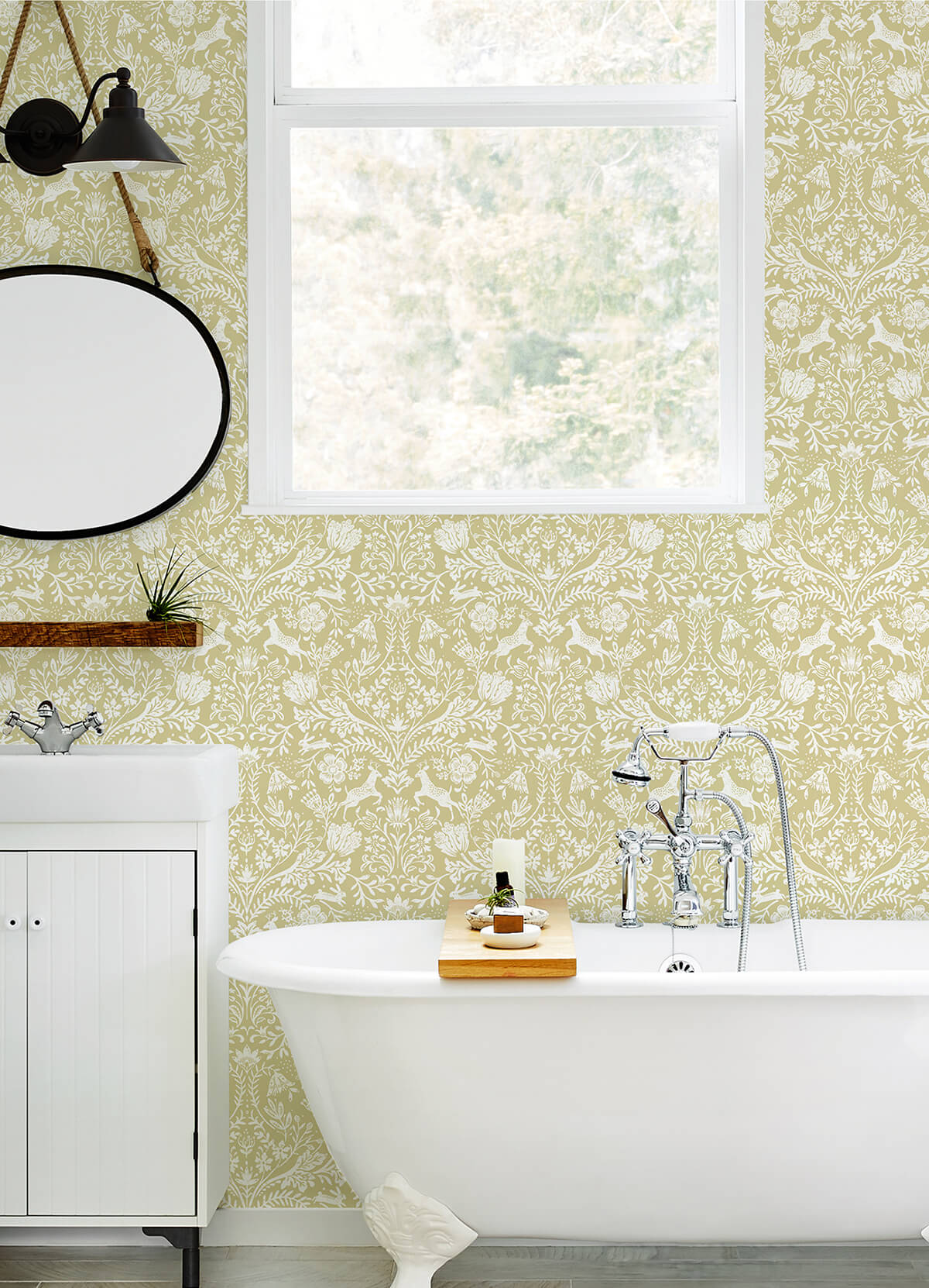 forest-dance-honey-damask-wallpaper-york-wallcoverings-3124-13886 - York Wallcoverings Wallpaper